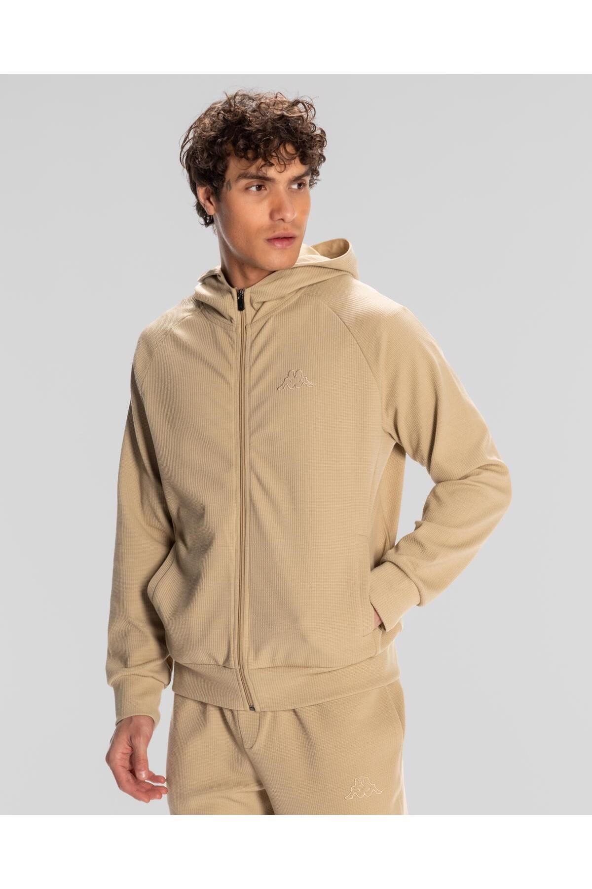 Kappa Tolgana Full Zip Erkek Bej Regular Fit Fermuarlı Eşofman Üstü
