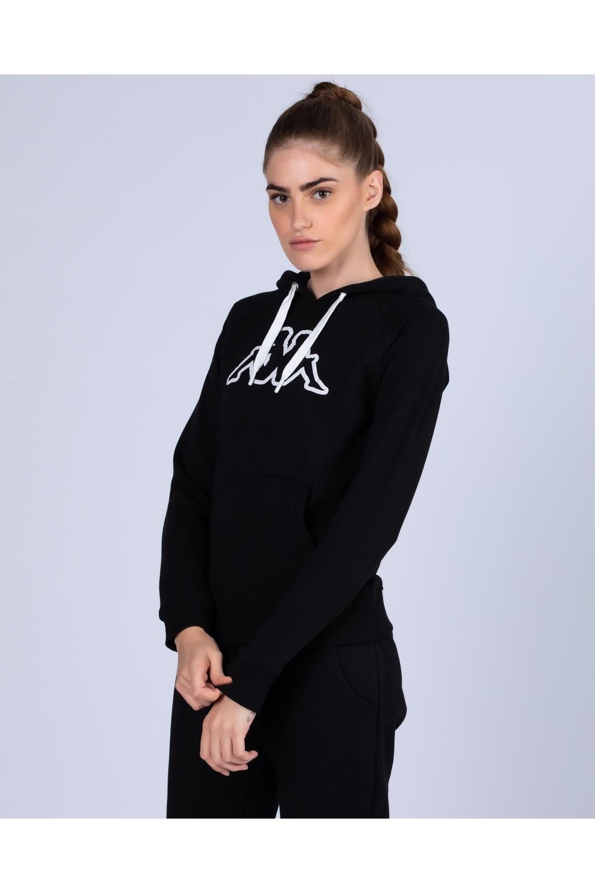 Kappa Logo Belle Slim Kadın Siyah Eşofman Üst