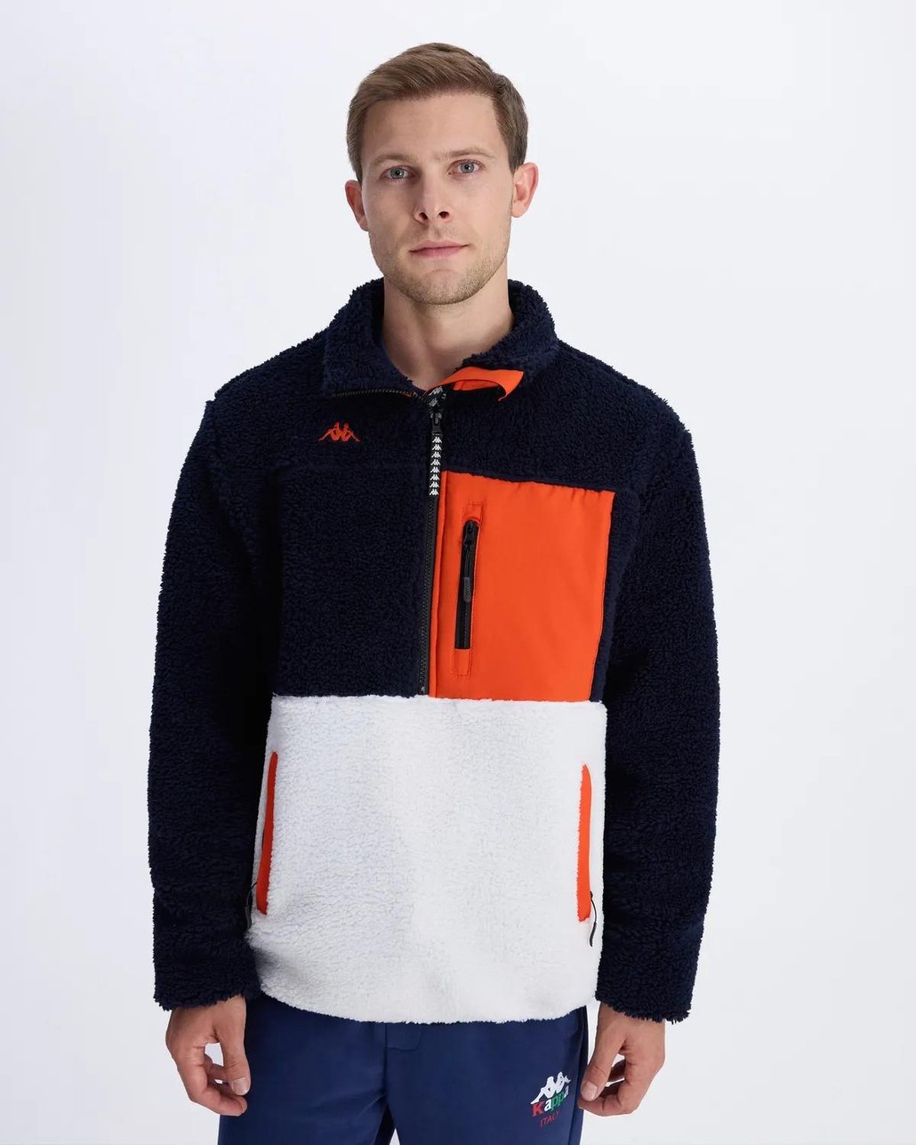 Hanoran Erkek Lacivert-Ekru-Turuncu Regular Fit Sherpa