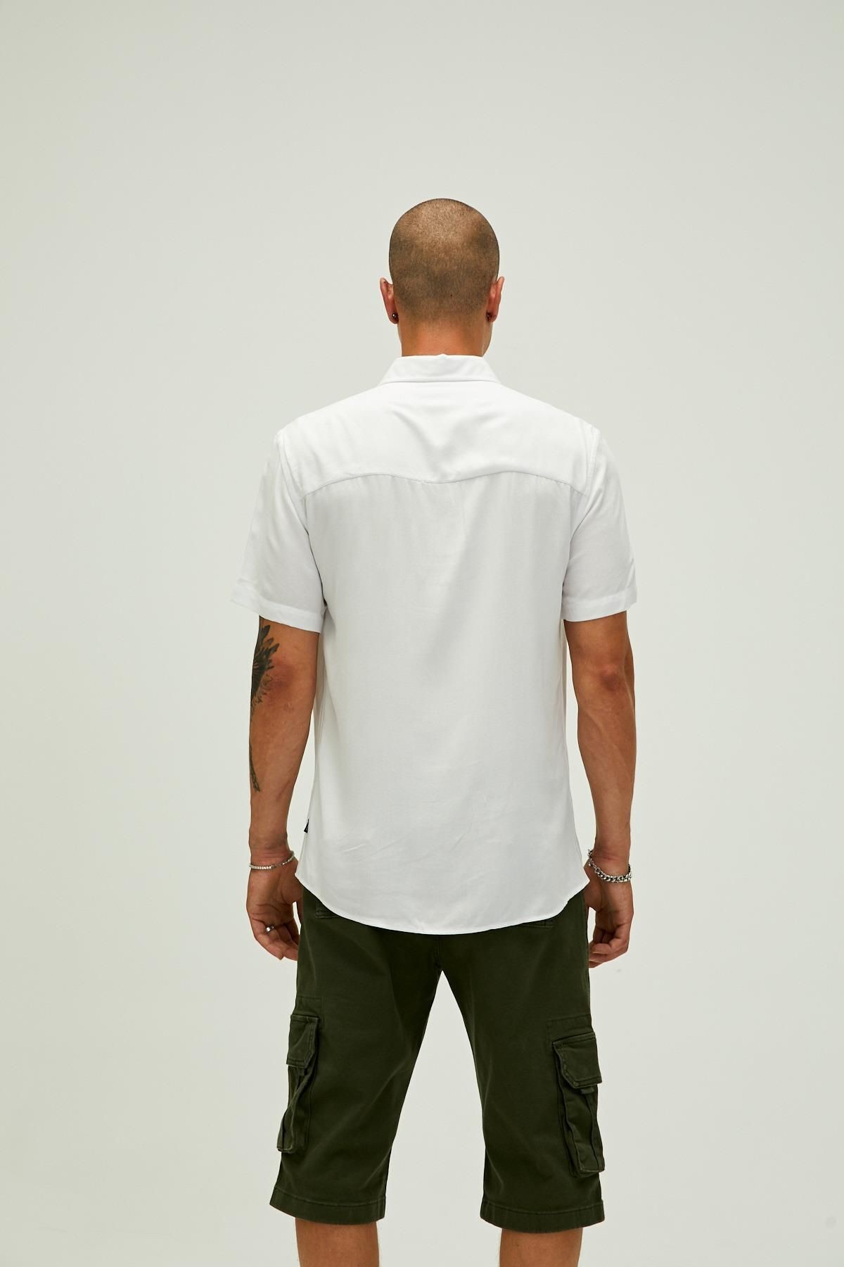 Bad Bear Frank Shirt Off-white Beyaz Kısa Kollu Erkek Gömlek
