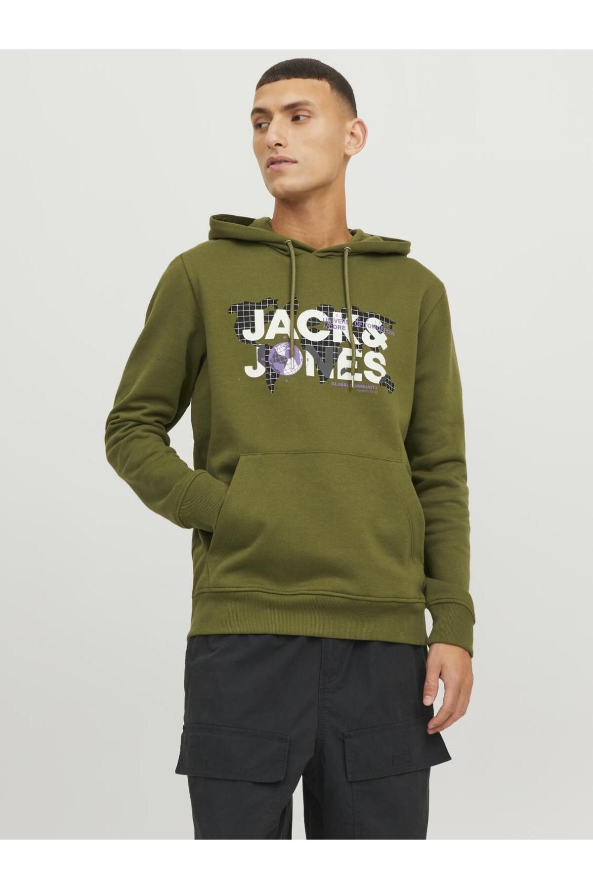 Jack & Jones Logolu Kapüşonlu Sweatshirt - Dust