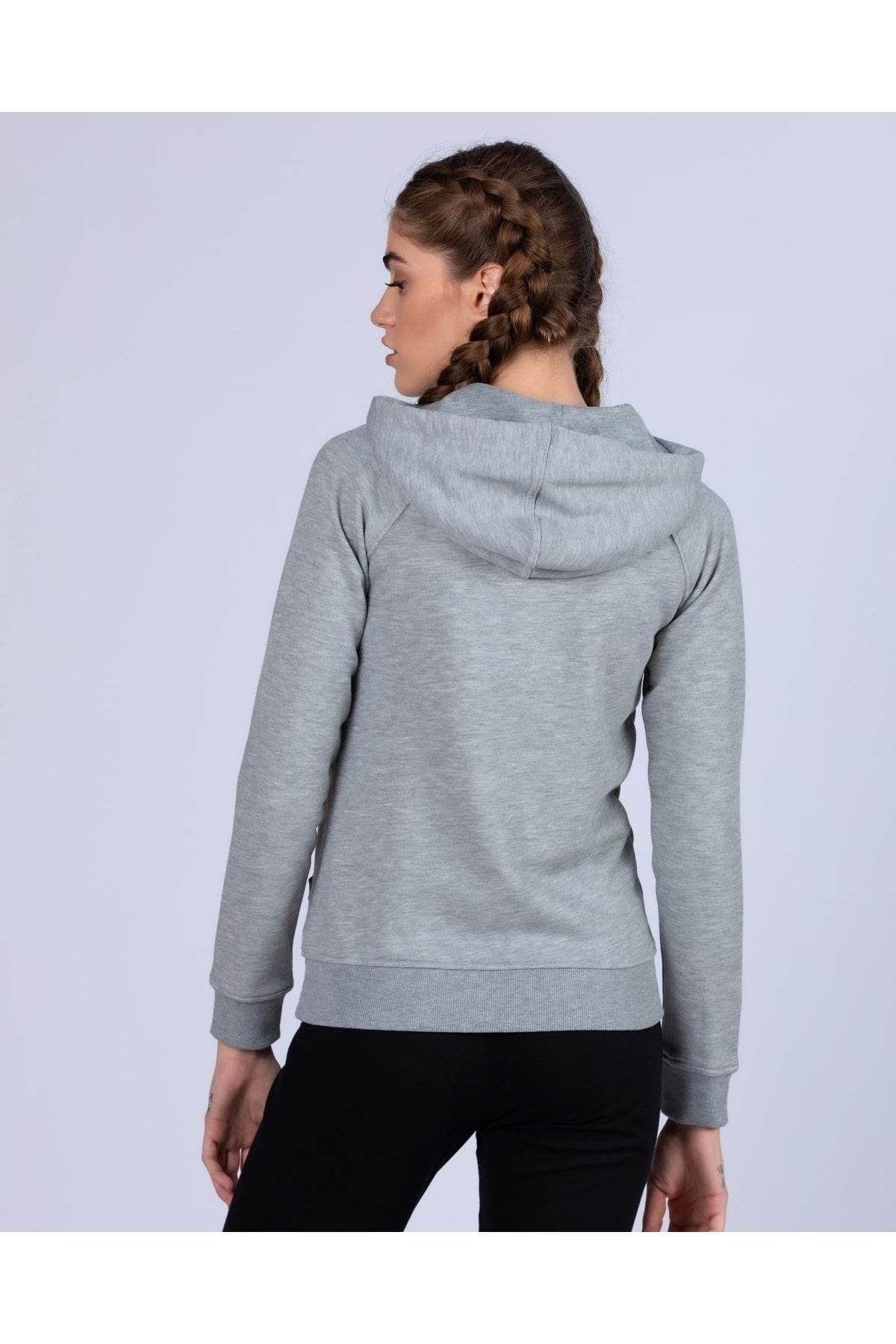 Kappa Logo Belle Slim Kadın Gri Melanj Eşofman Üst