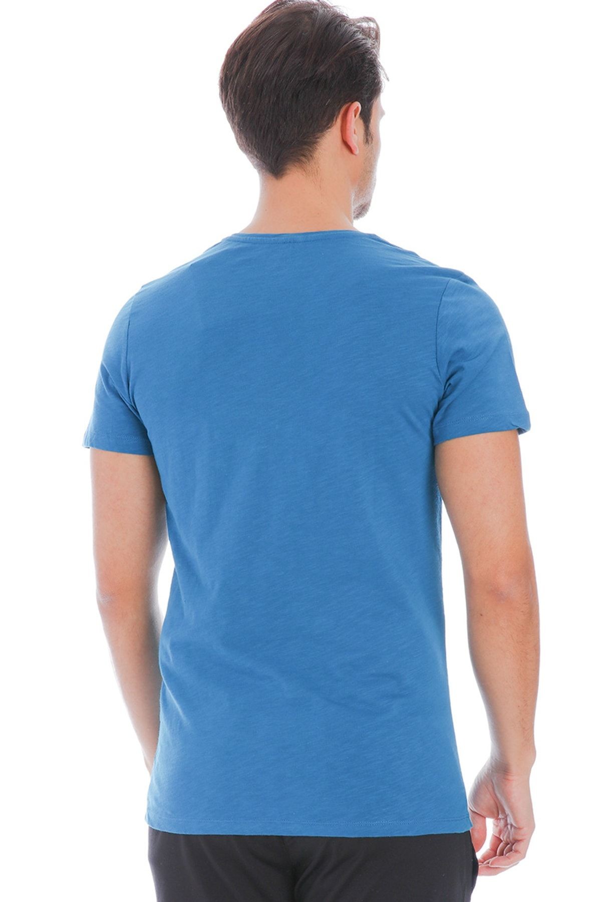Sportive Flavebasic Erkek Mavi Günlük Stil T-Shirt 710387-PTR