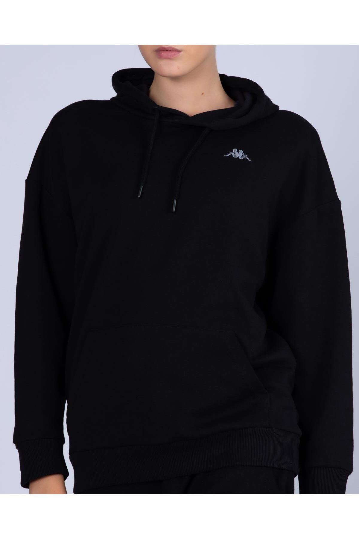 Kappa Logo Tallyn Kadın Siyah Regular Fit Fermuarlı Eşofman Üst