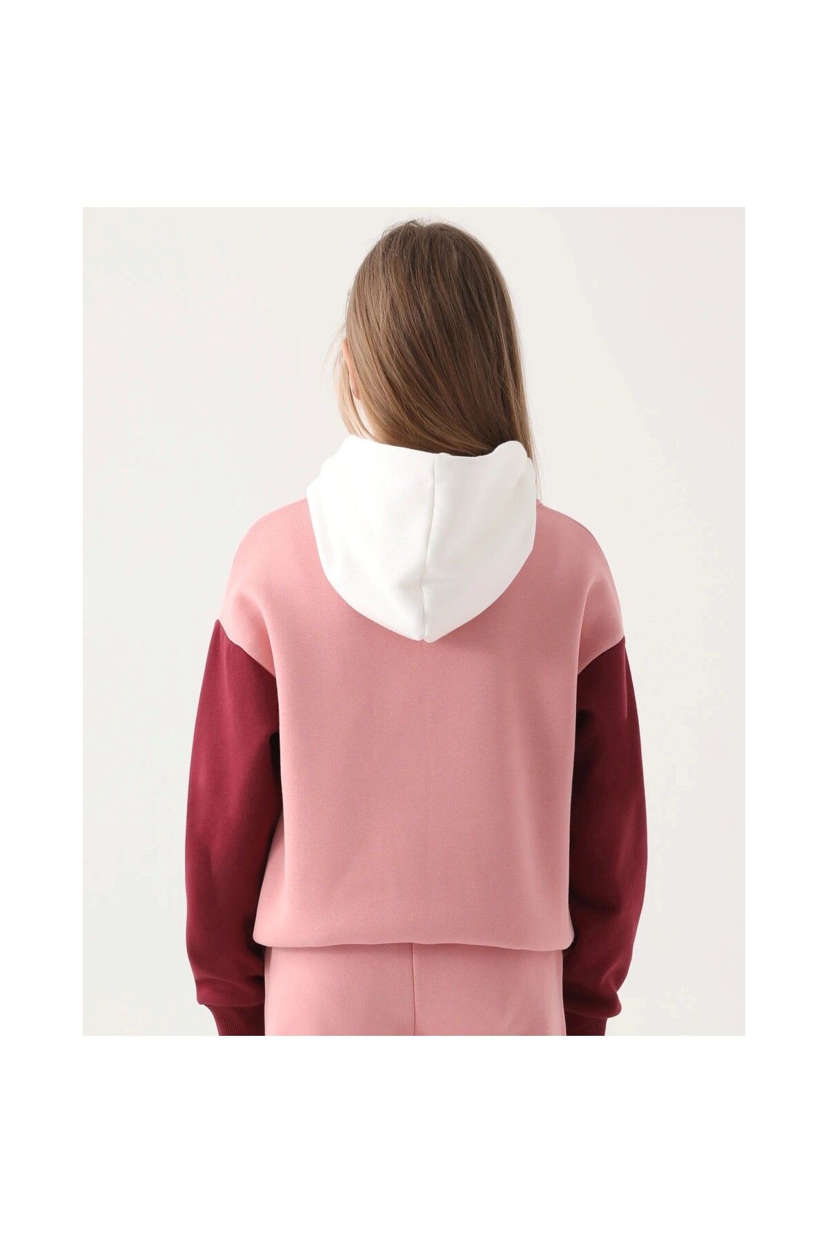 Kappa Pembe Garnili Kol Detaylı Kapüşonlu Kız Çocuk Sweatshirt