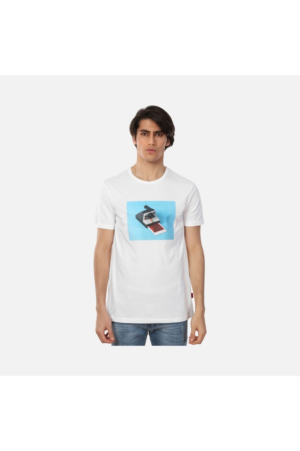 JOHN FRANK Erkek Beyaz Baskılı T-shirt