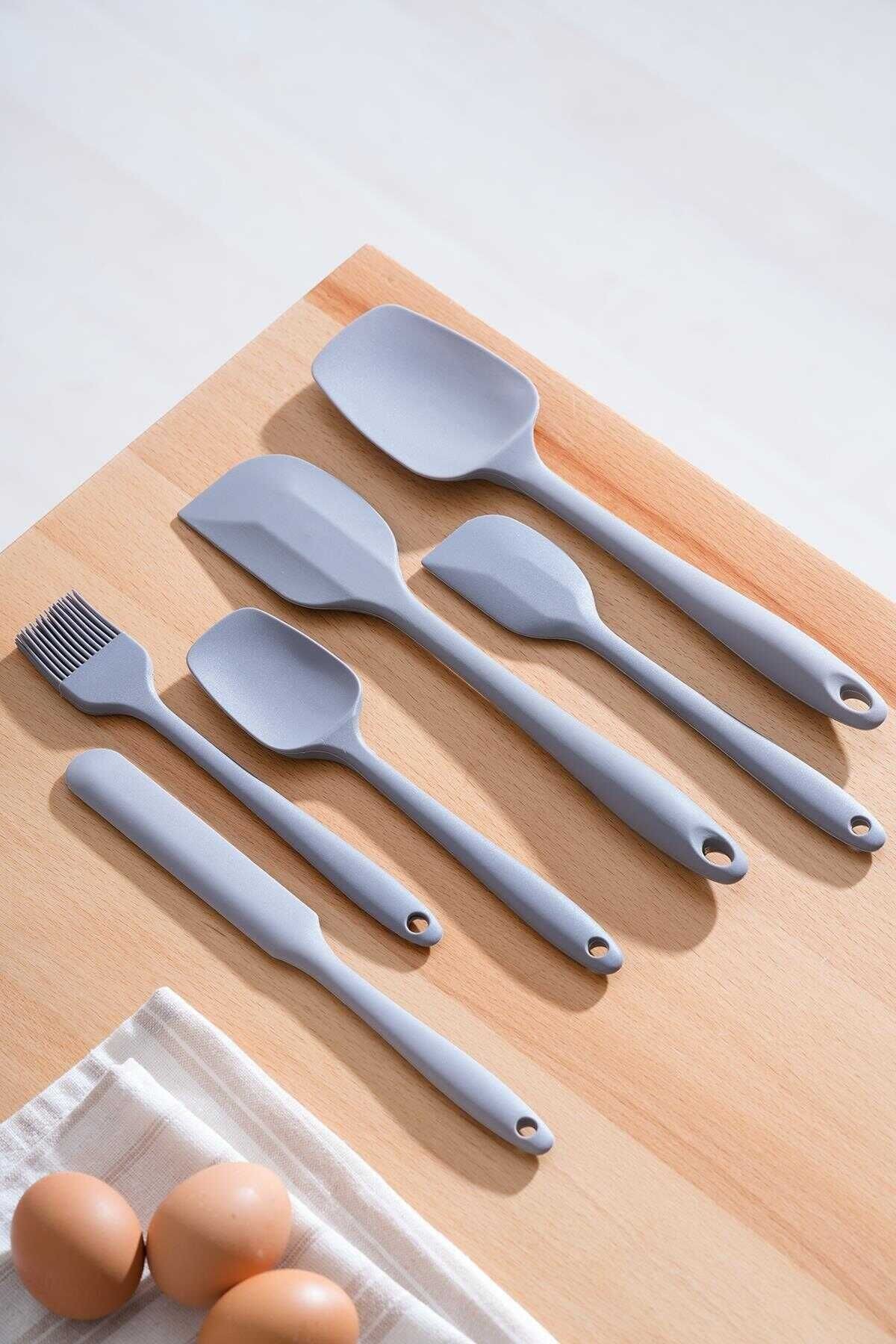 Handy 6 Parça Silikon Mutfak Gereçleri Seti Kaşık Spatula Yumurta Fırçası