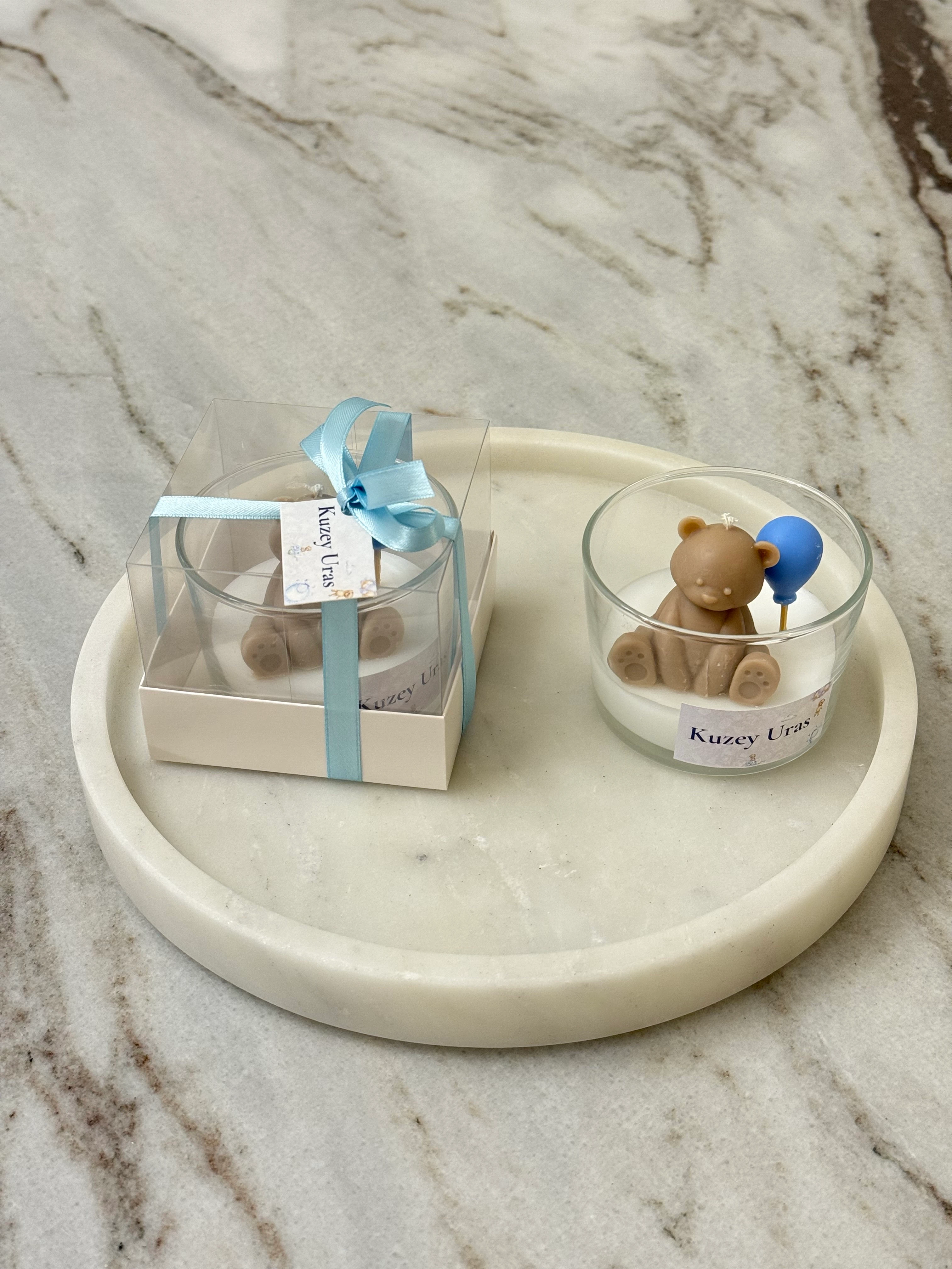 Mavi Balonlu Sevimli Ayıcık Mum