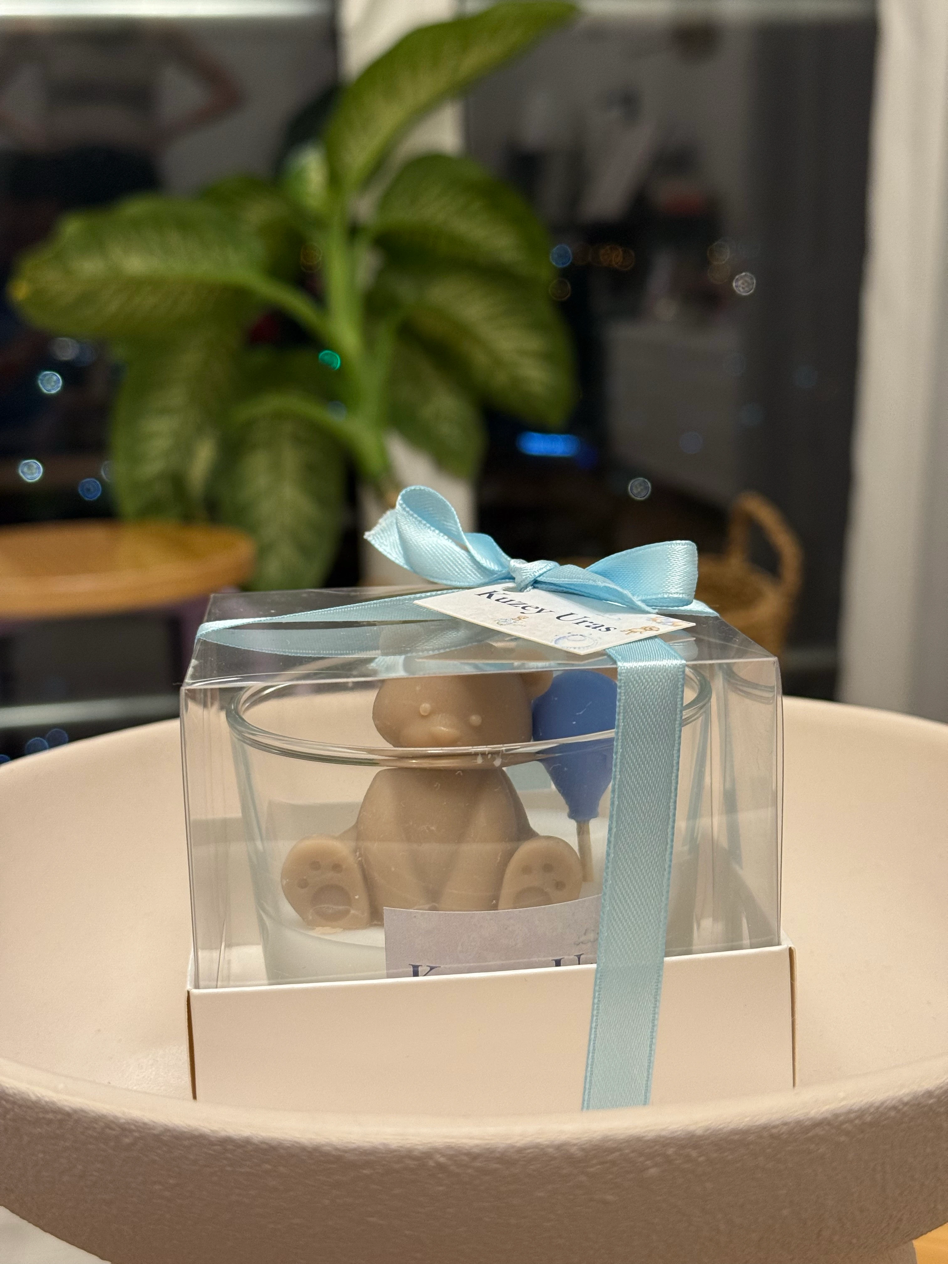 Mavi Balonlu Sevimli Ayıcık Mum