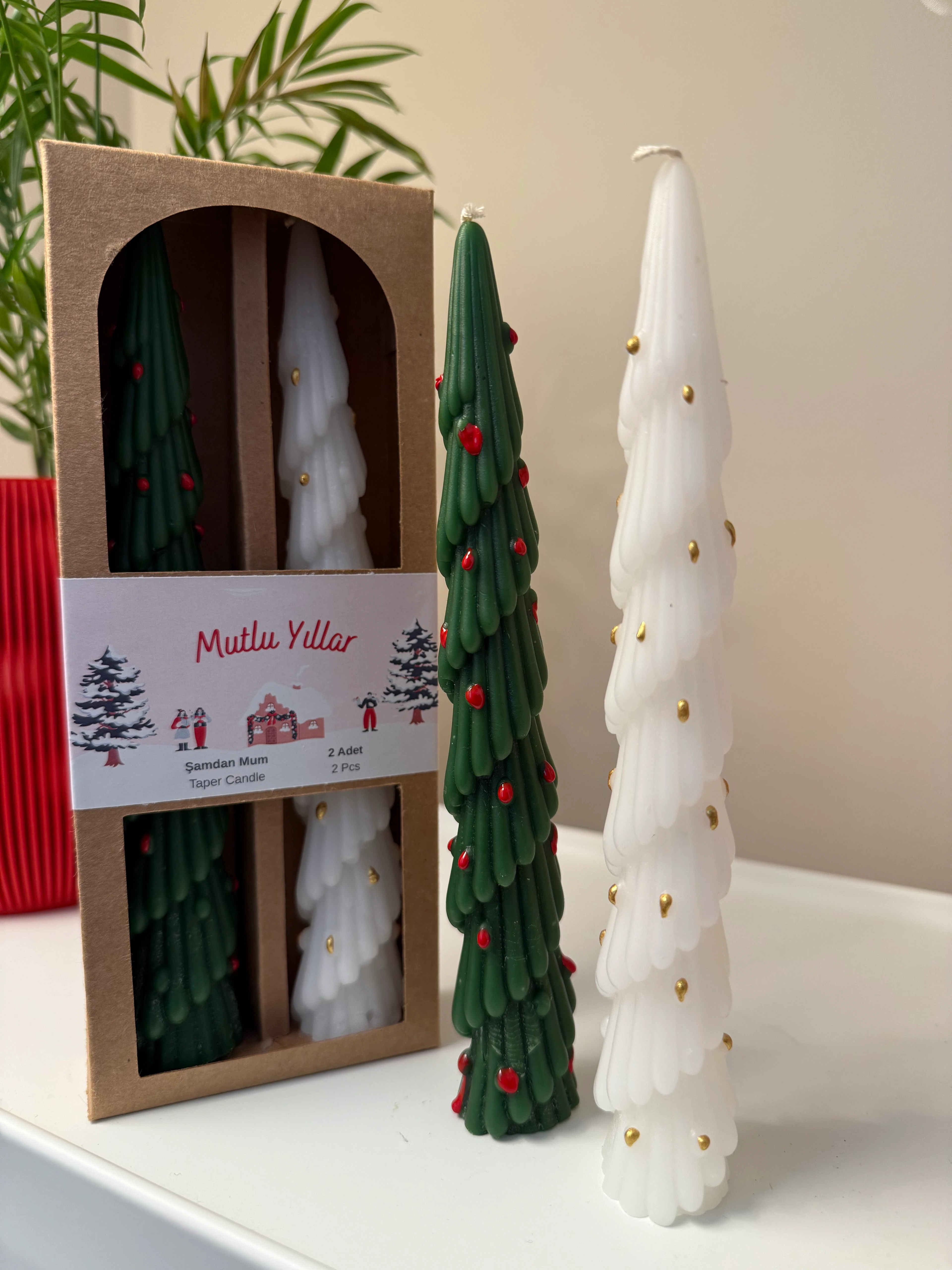 2’li Soya El Boyaması Şamdan Mum
