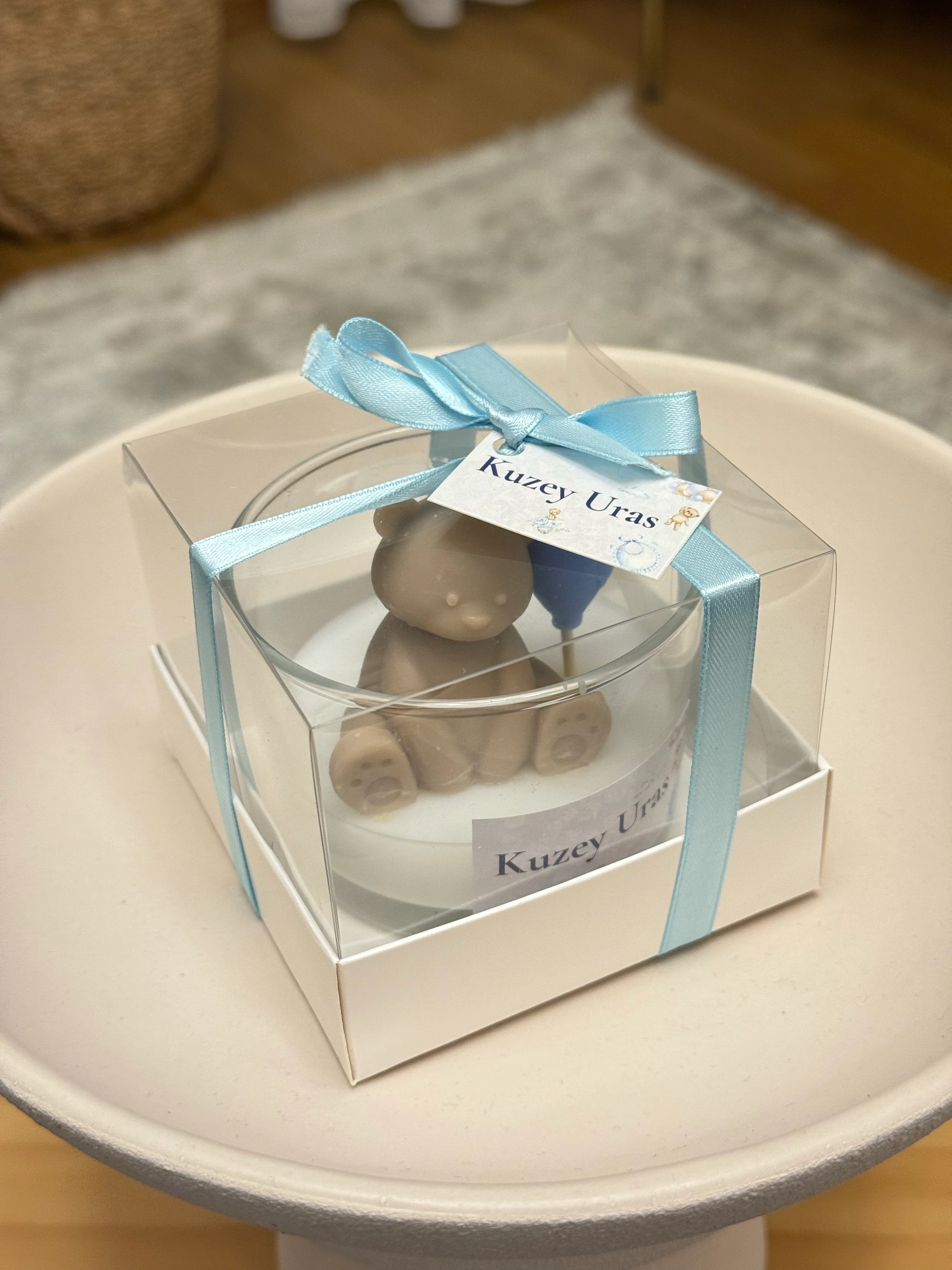 Mavi Balonlu Sevimli Ayıcık Mum