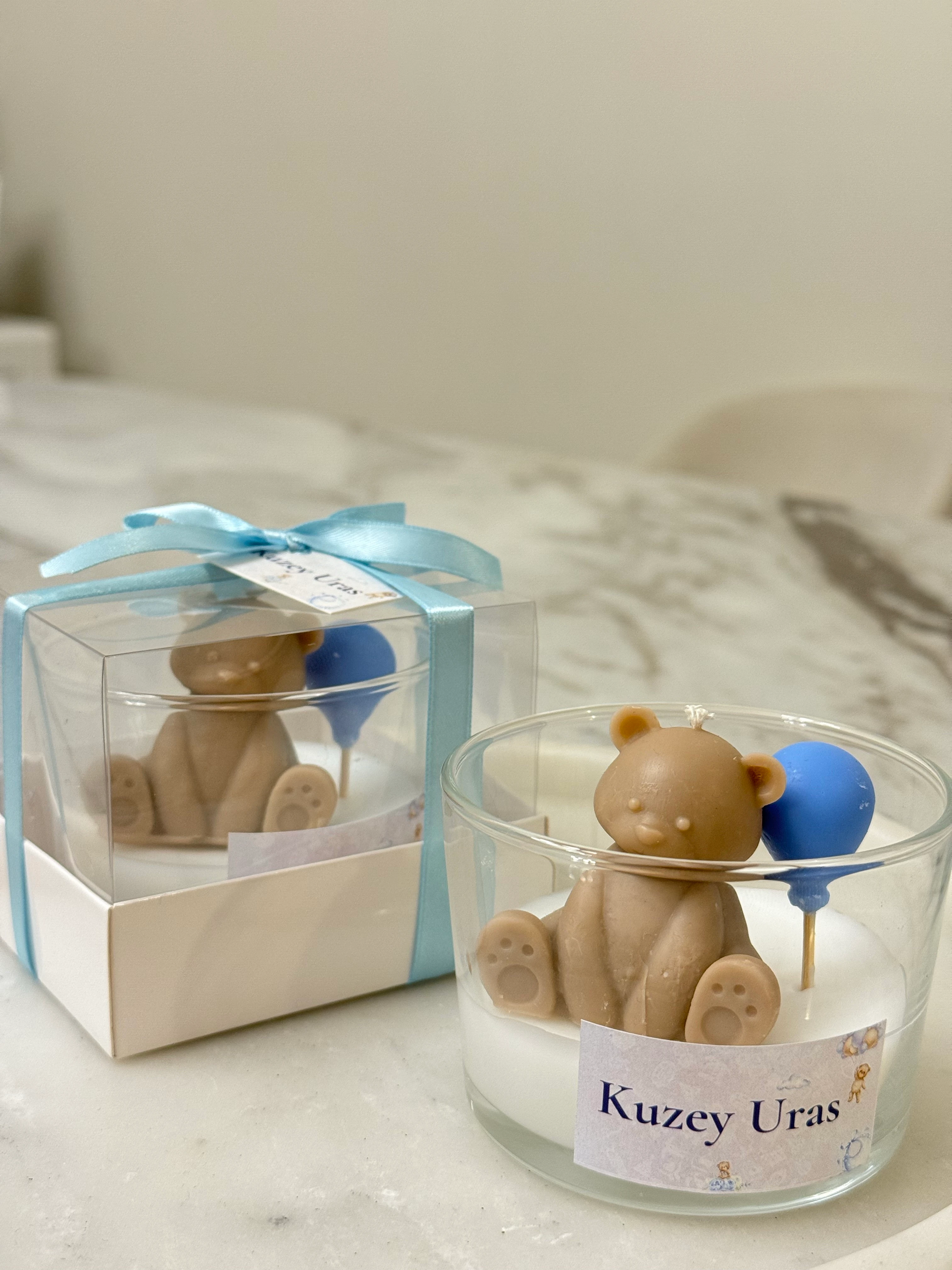 Mavi Balonlu Sevimli Ayıcık Mum