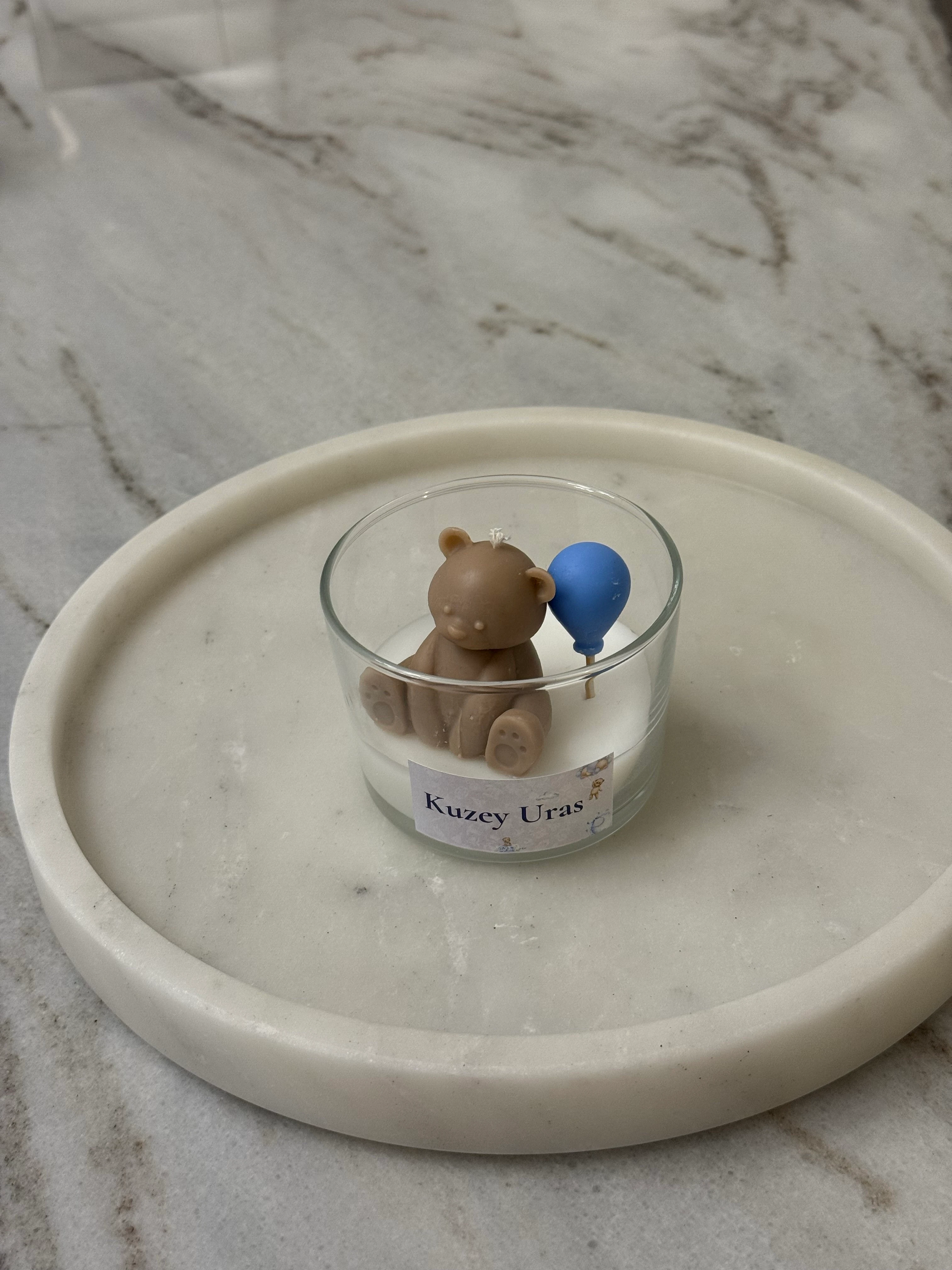 Mavi Balonlu Sevimli Ayıcık Mum