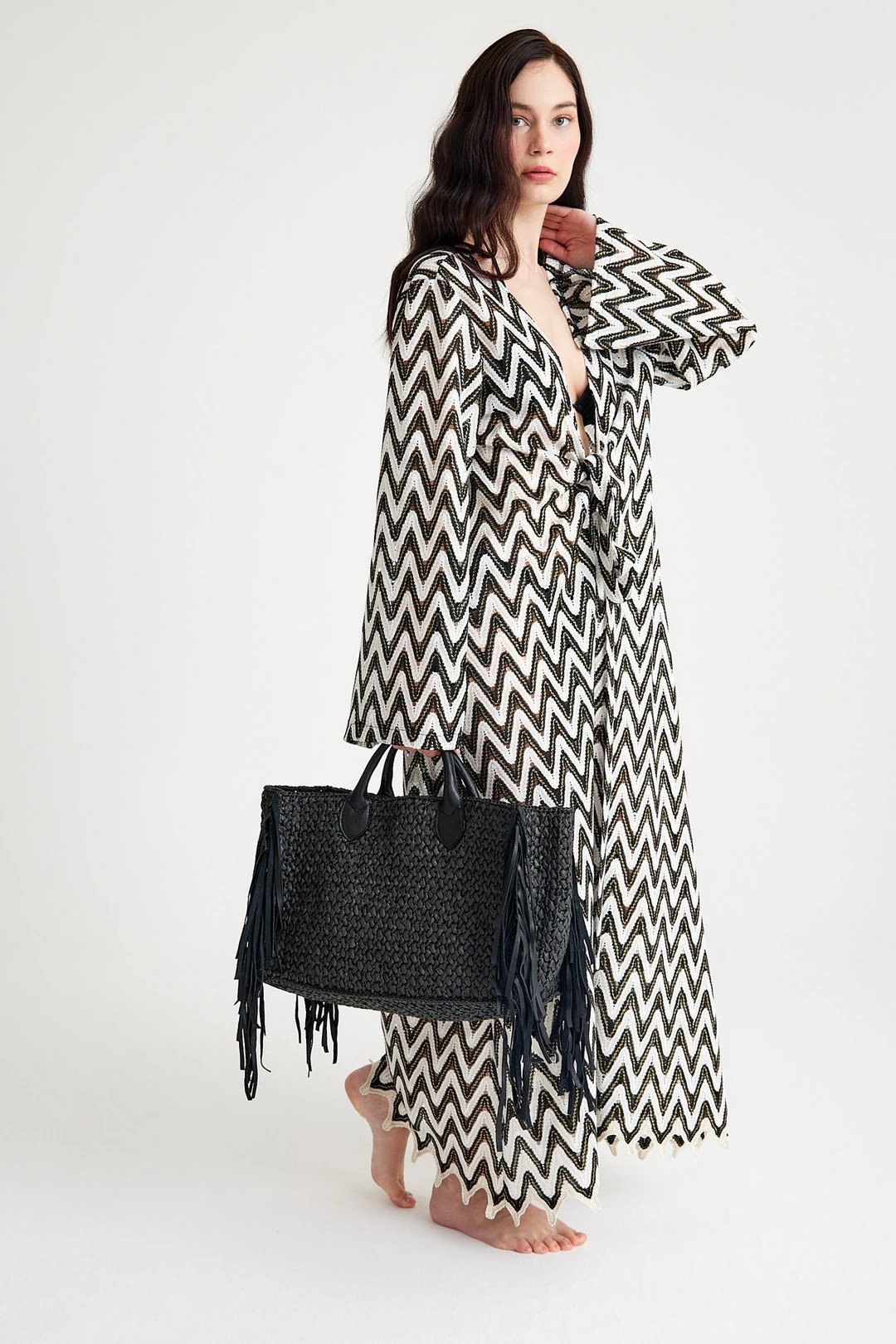 HERA RAFFIA TOTE BAG - Black
