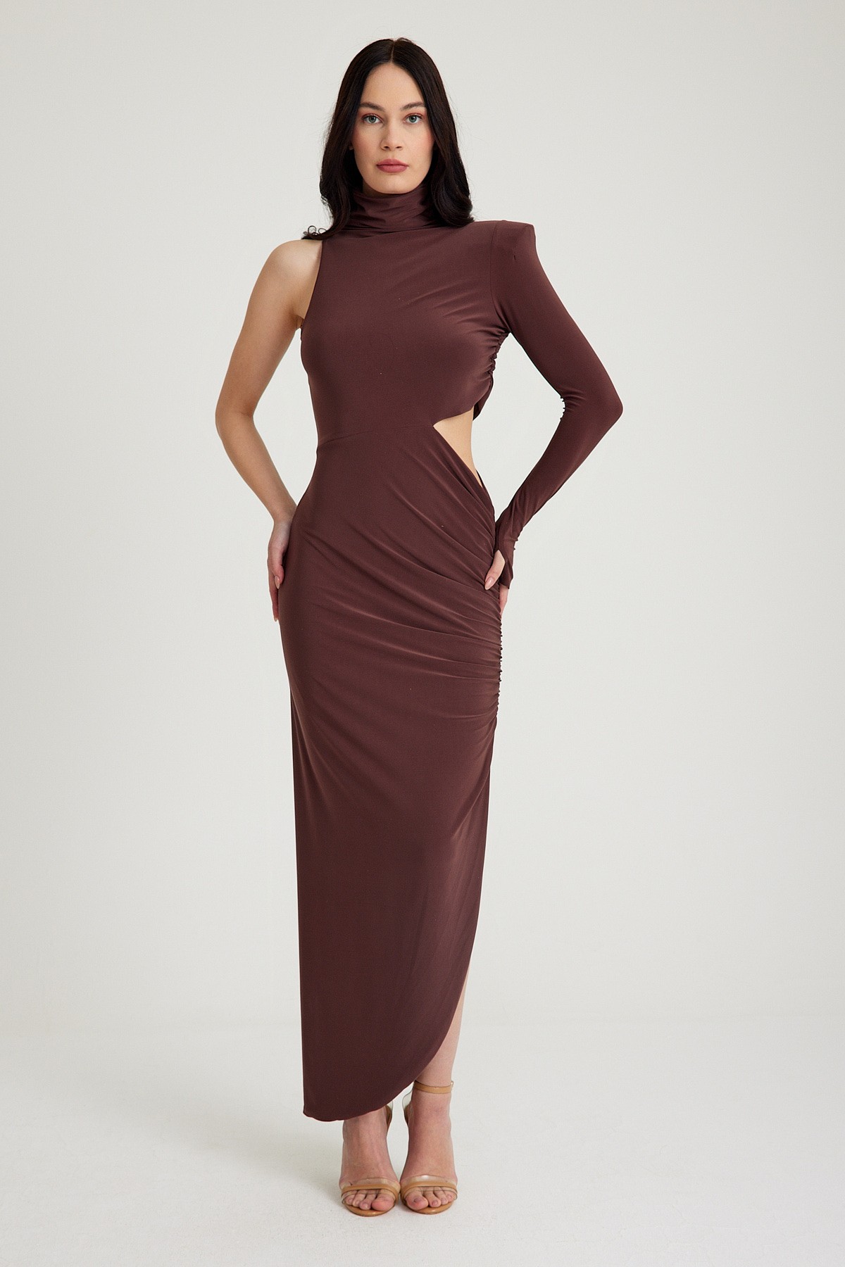 CUT-OUT DRESS - Brown