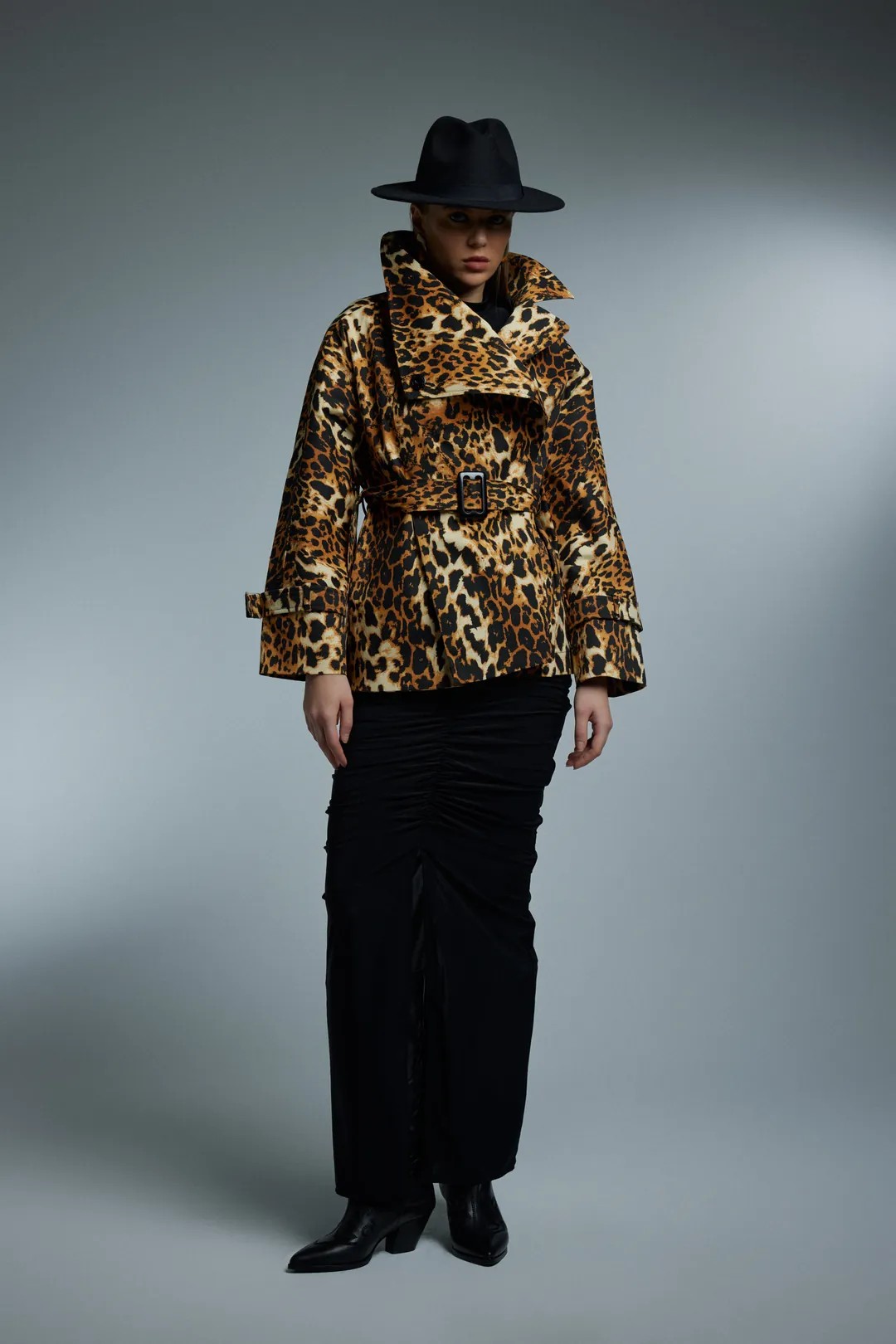 SHORT LEOPARD TRENCHCOAT