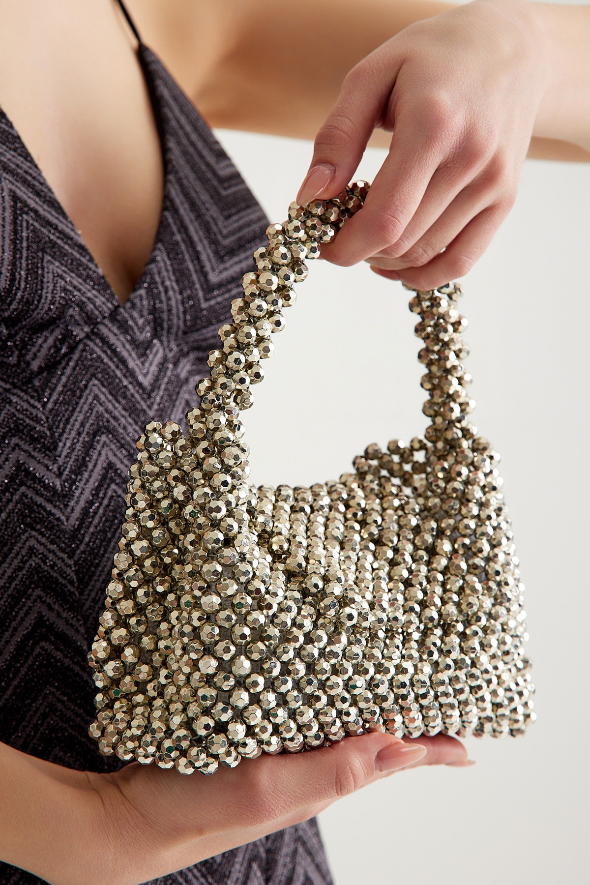 CLARA BEAD BAG - Silver