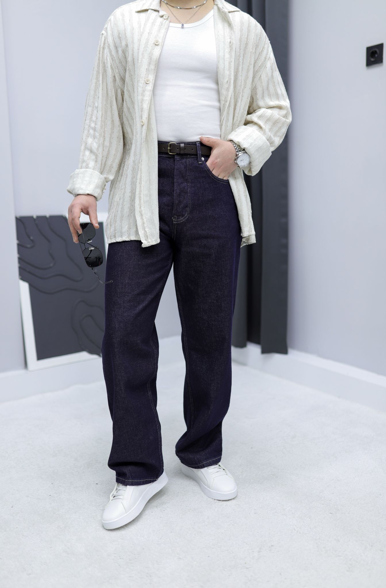 Retro Koyu Lacivert Baggy Jean - Lacivert