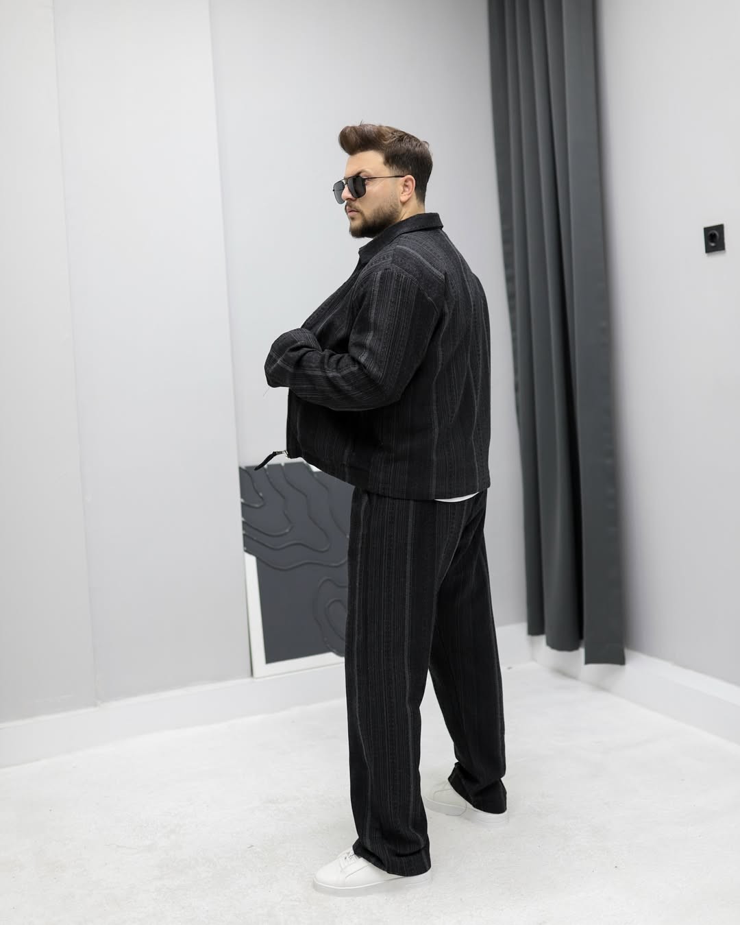 Oversize Kendinden Desenli Takım