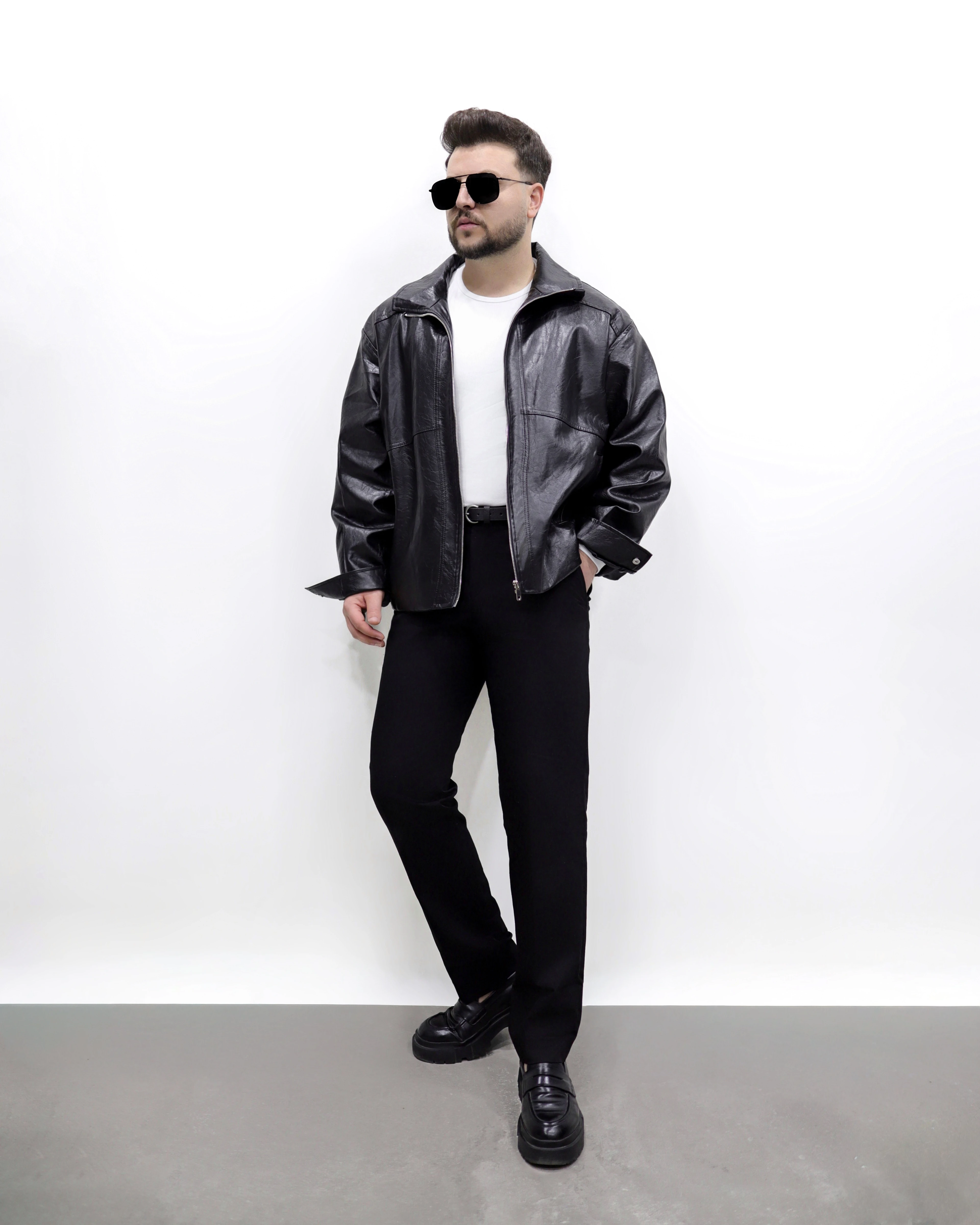 VİNTAGE DERİ CEKET - Siyah