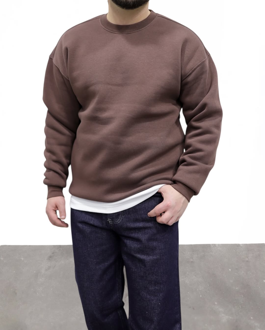 ŞARDONLU 3 İPLİK OVERSİZE SWEATSHİRT - Kahverengi