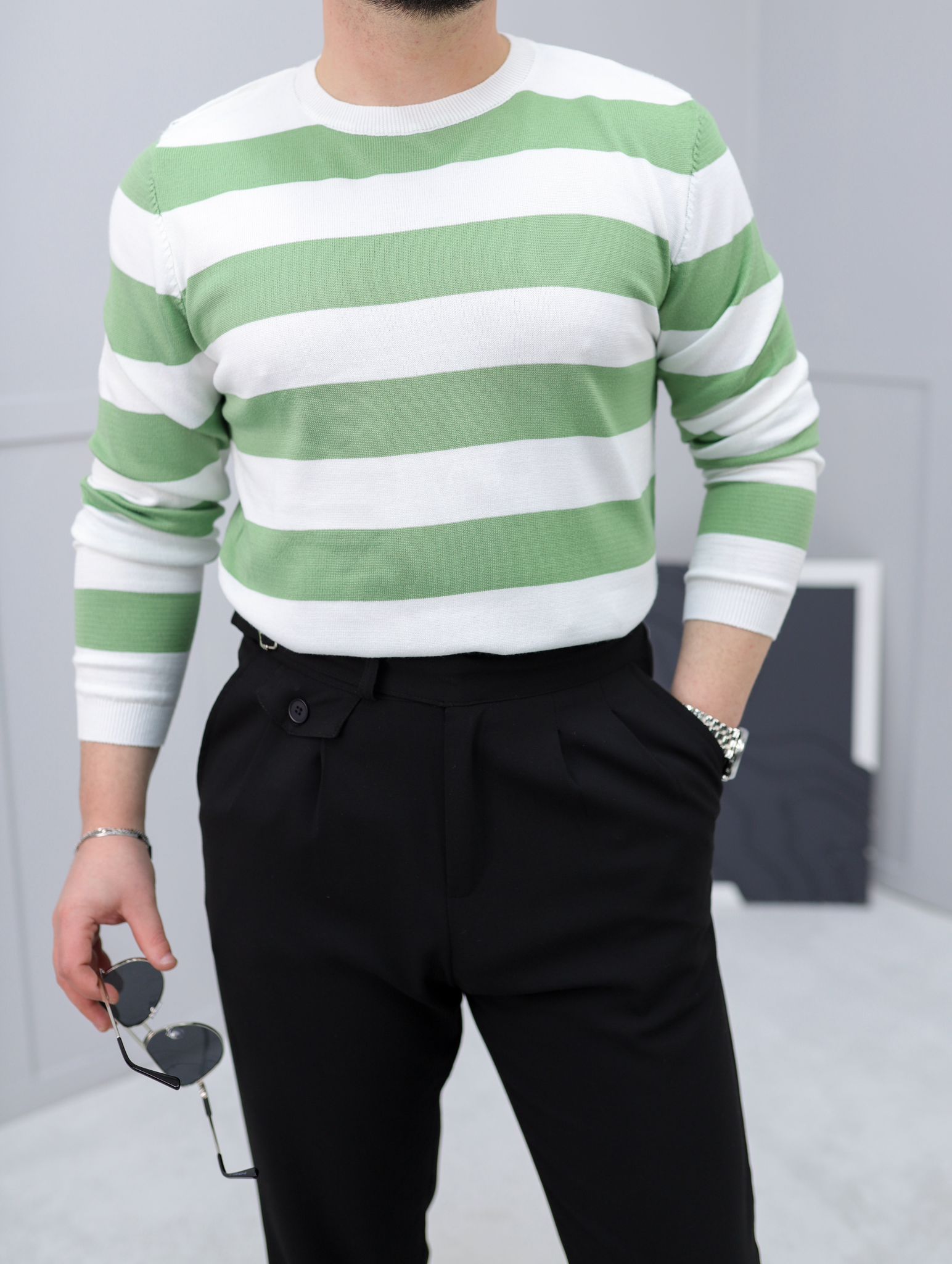 Çizgili Pamuk Triko 