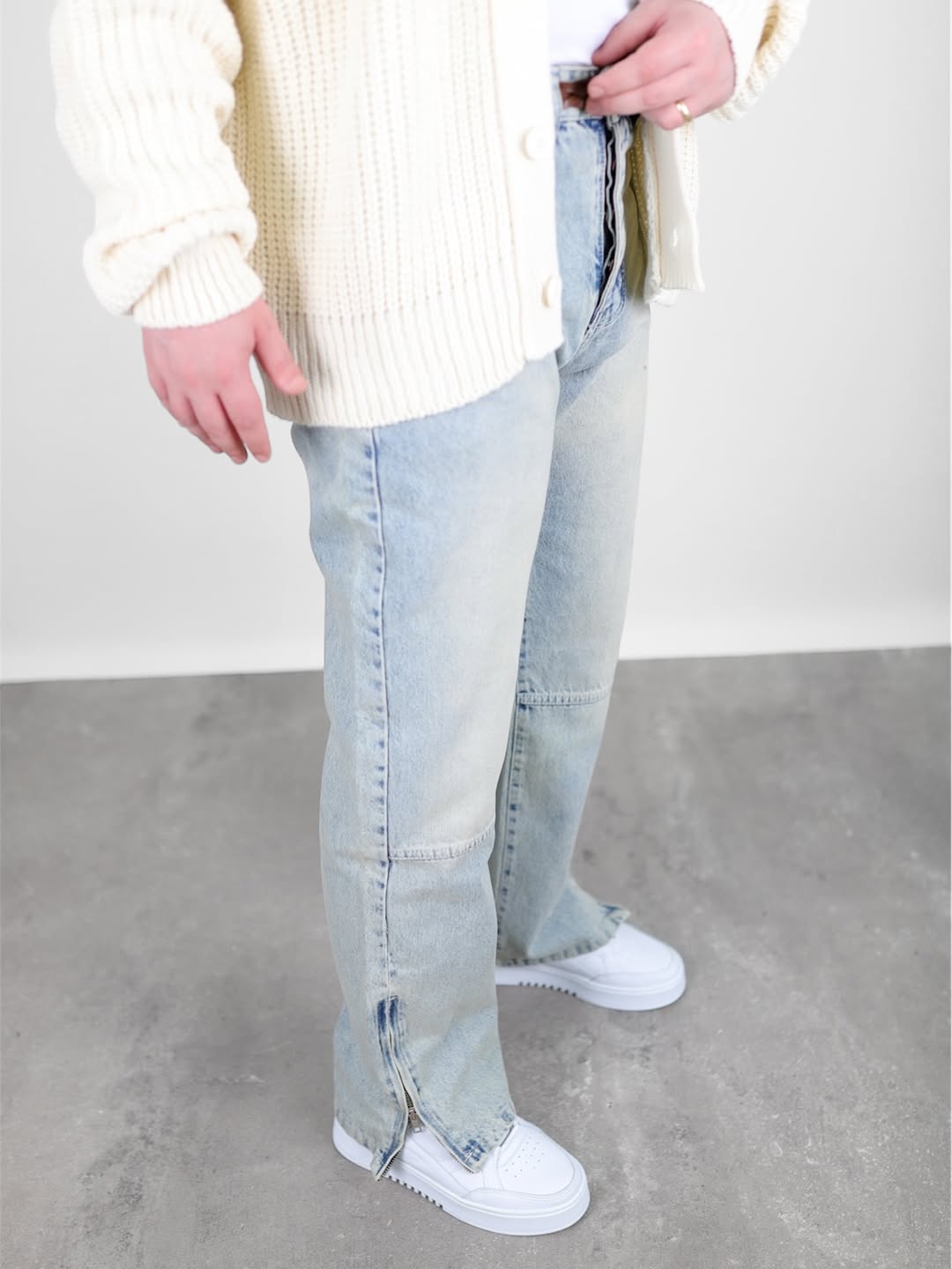  Paça Fermuarlı Baggy Kot Jean