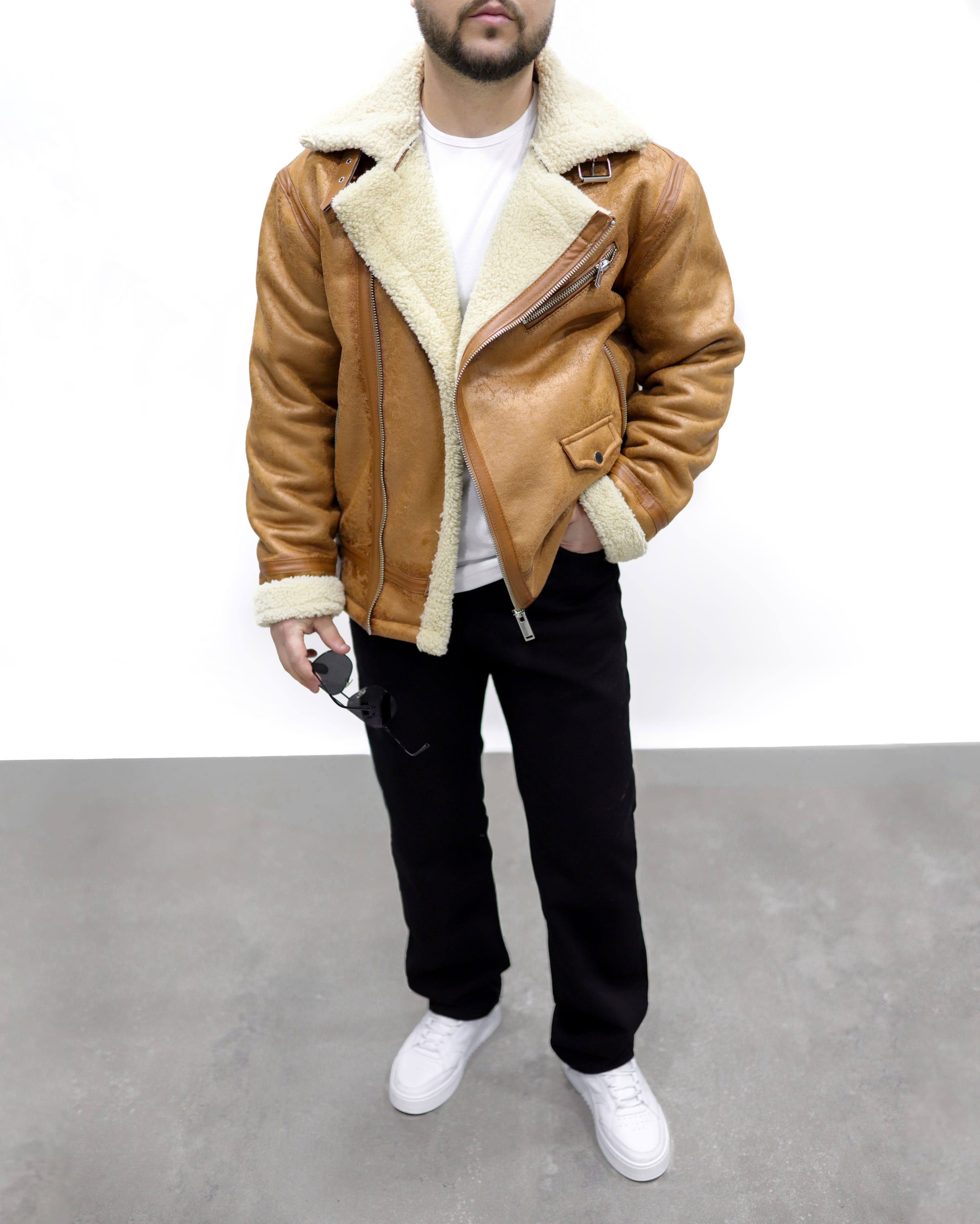 NAPA DERİ KÜRKLÜ MONT - Kahverengi