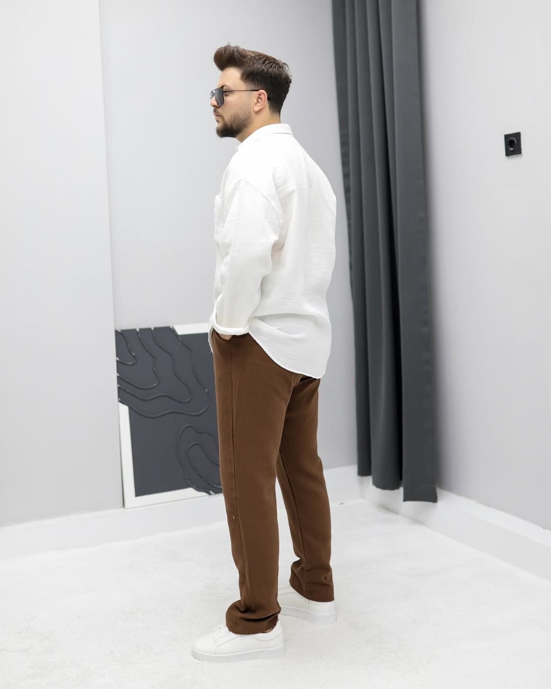 Müslin Oversize Gömlek - Beyaz