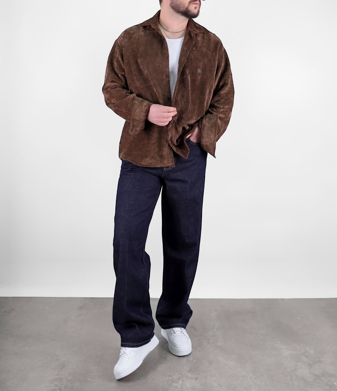 GİESTO KADİFE OVERSİZE GÖMLEK - Kahverengi