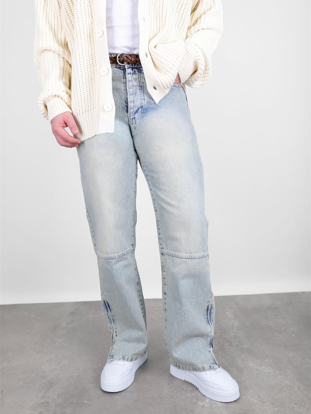  Paça Fermuarlı Baggy Kot Jean