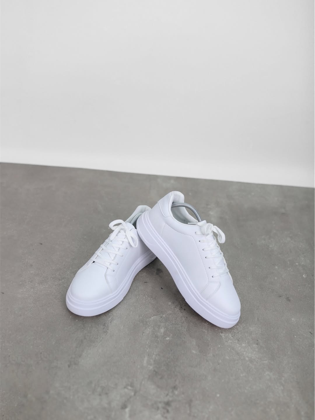 YÜKSEK TABAN DERİ BASİC AYAKKABI - Beyaz