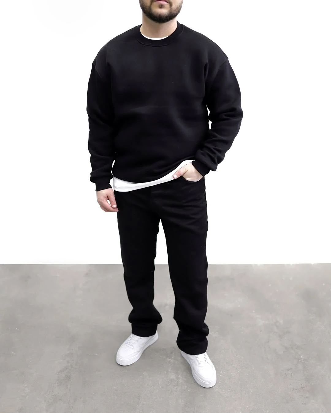 ŞARDONLU 3 İPLİK OVERSİZE SWEATSHİRT - Siyah