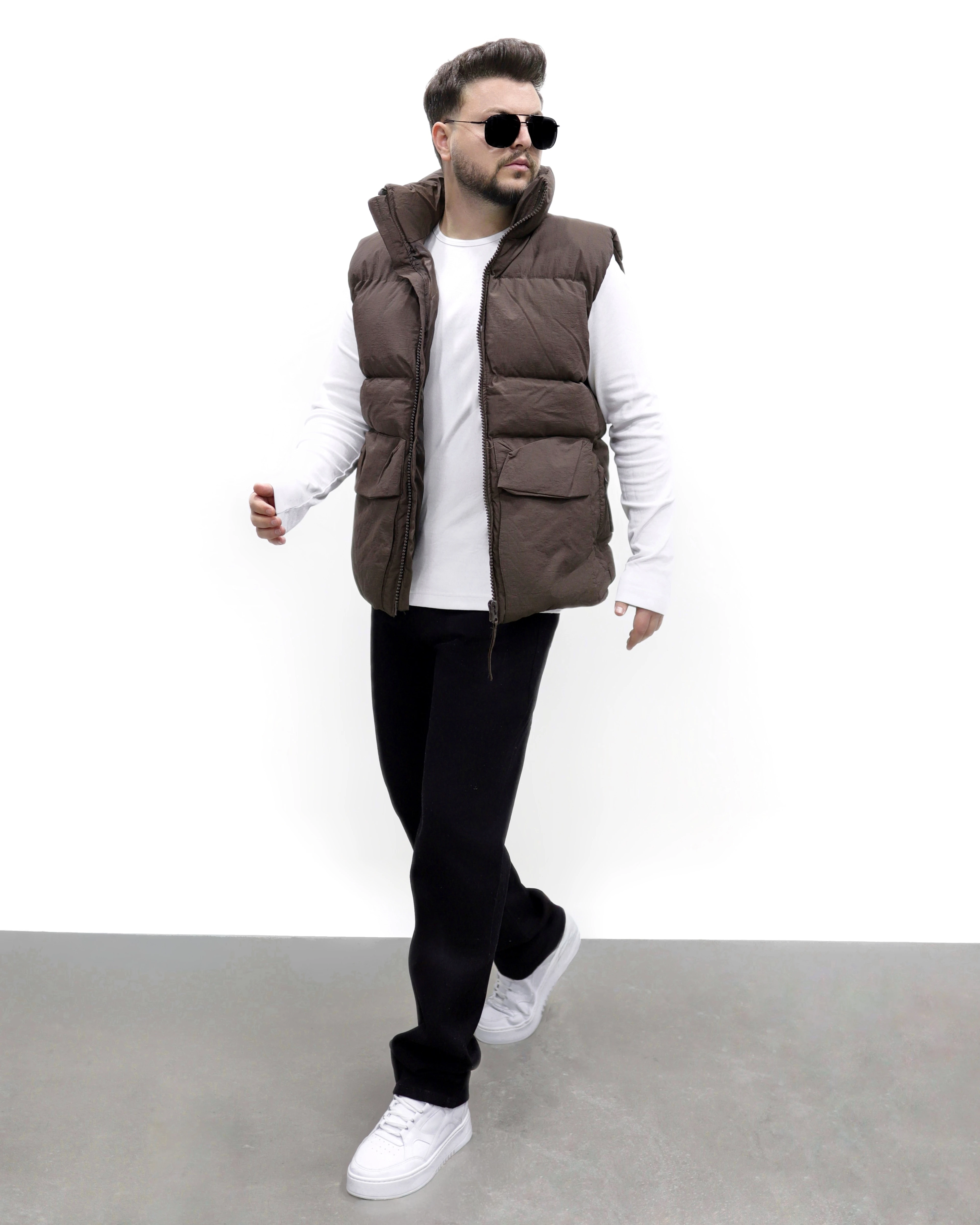 KIRINKIL ŞİŞME YELEK - Kahverengi