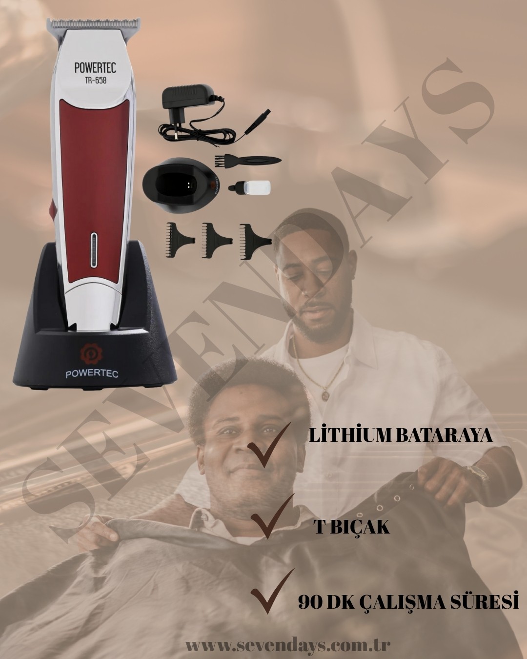 POWERTEC PROFESYONEL SAÇ KESİM& ENSE ÇİZİM MAKİNESİ TR-658