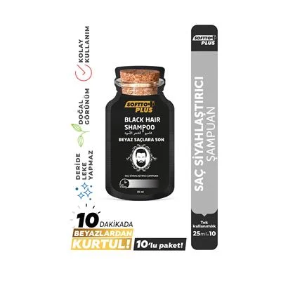 SOFTTO PLUS BLACK HAİR  BOYA ŞAMPUAN 25ML X 10ADET  ( SİYAH PİGMENTLİ BOYA ŞAMPUAN )