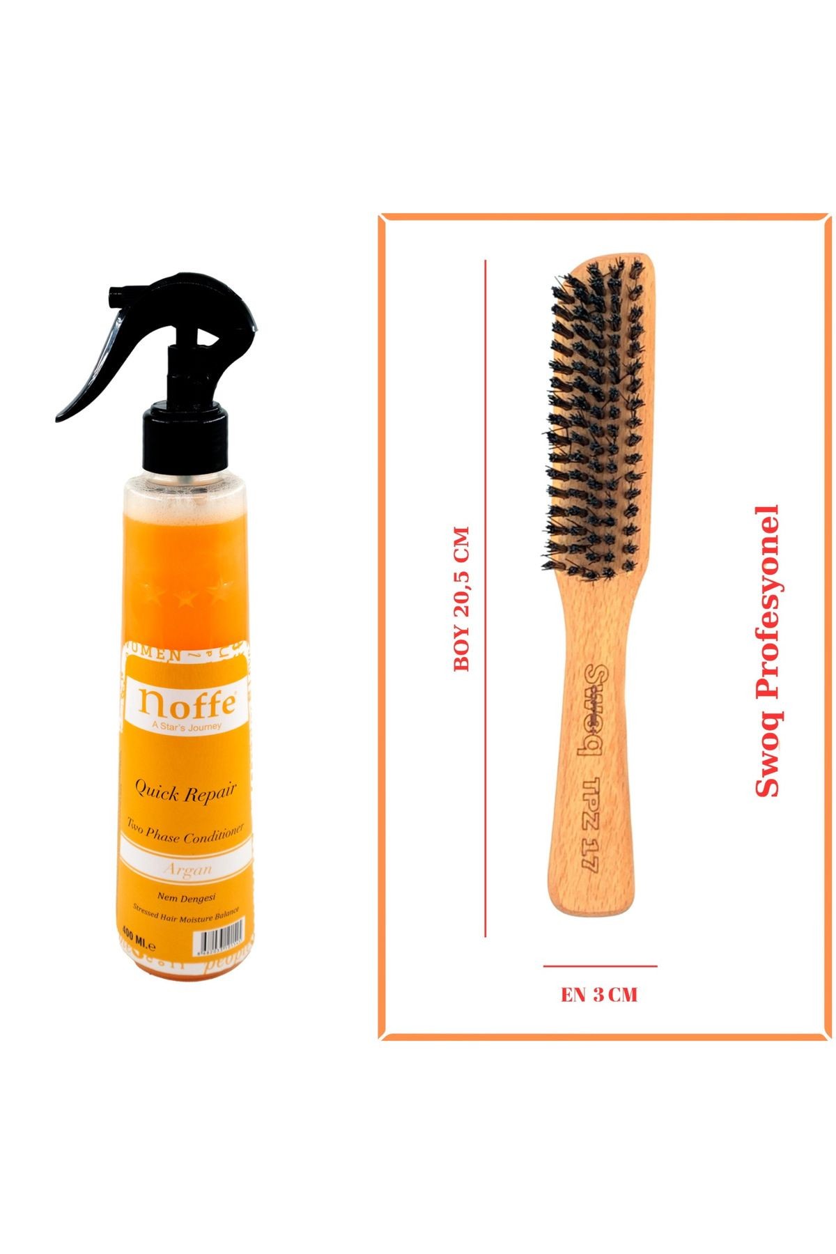 TPZ17 PROFESYONEL TOPUZ FIRÇASI & ARGAN FÖN SUYU 400ML