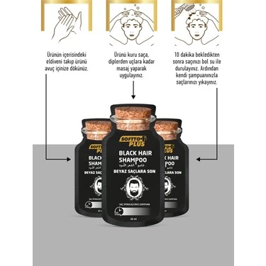 SOFTTO PLUS BLACK HAİR  BOYA ŞAMPUAN 25ML X 10ADET  ( SİYAH PİGMENTLİ BOYA ŞAMPUAN )