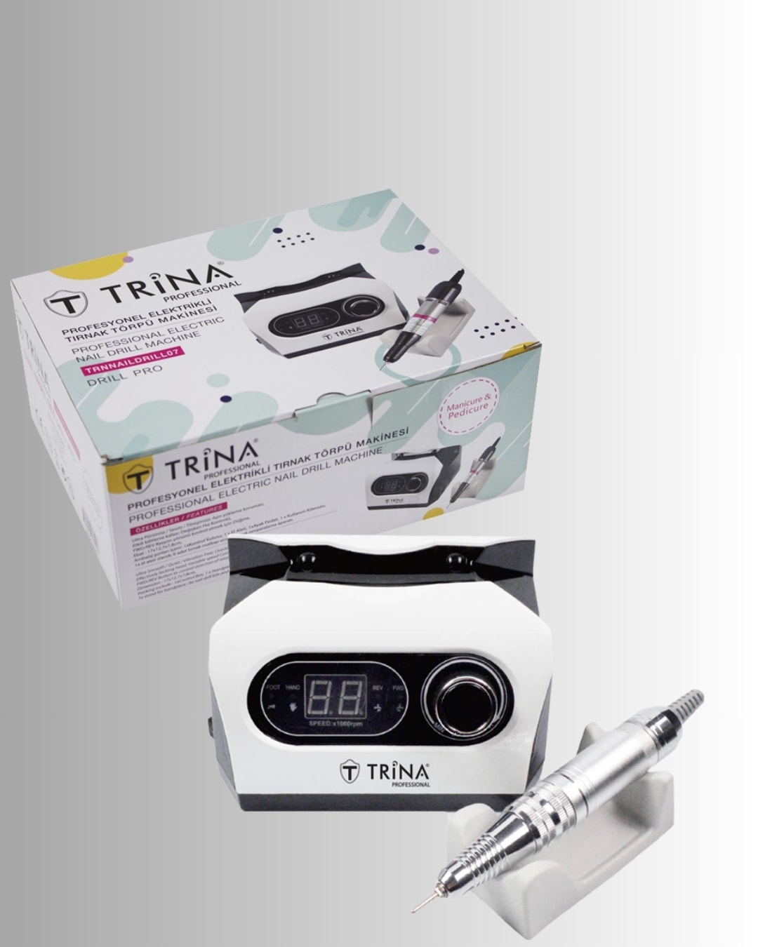 TRİNA PROFESYONEL FREZE TIRNAK TÖRPÜ MAKİNESİ TRNNAILDRILL07