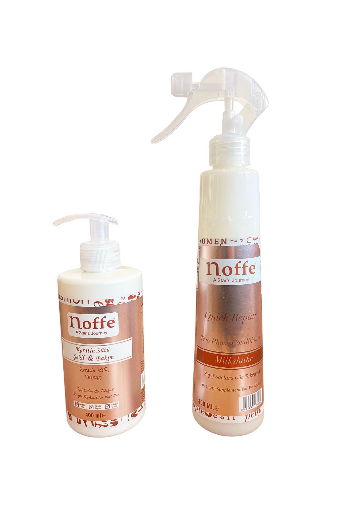 KERATİN SÜTÜ 400ML BAKIM & ŞEKİL & ONARIM & ELEKTRİKLENME ÖNLEYİCİ & NOFFE MİLK FÖN SUYU 400ML