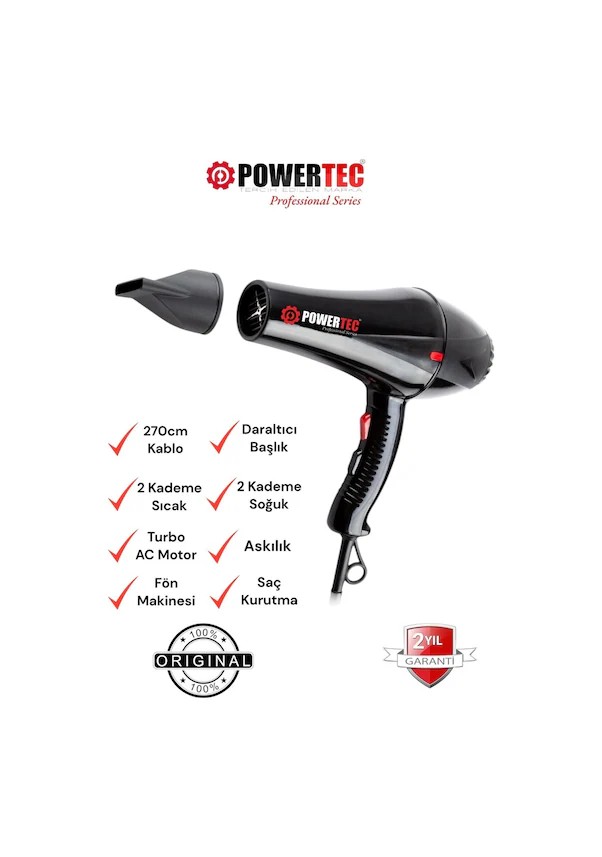 POWERTEC TR-901 PROFESYONEL FÖN MAKİNESİ