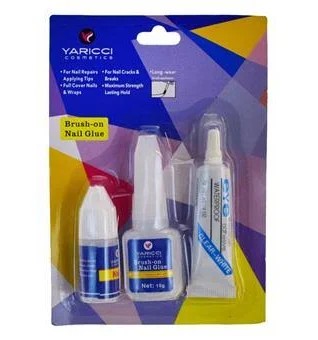 PROFESYONEL FIRÇALI TAKMA TIRNAK YAPIŞTIRICI 3 LÜ SET YRC-364