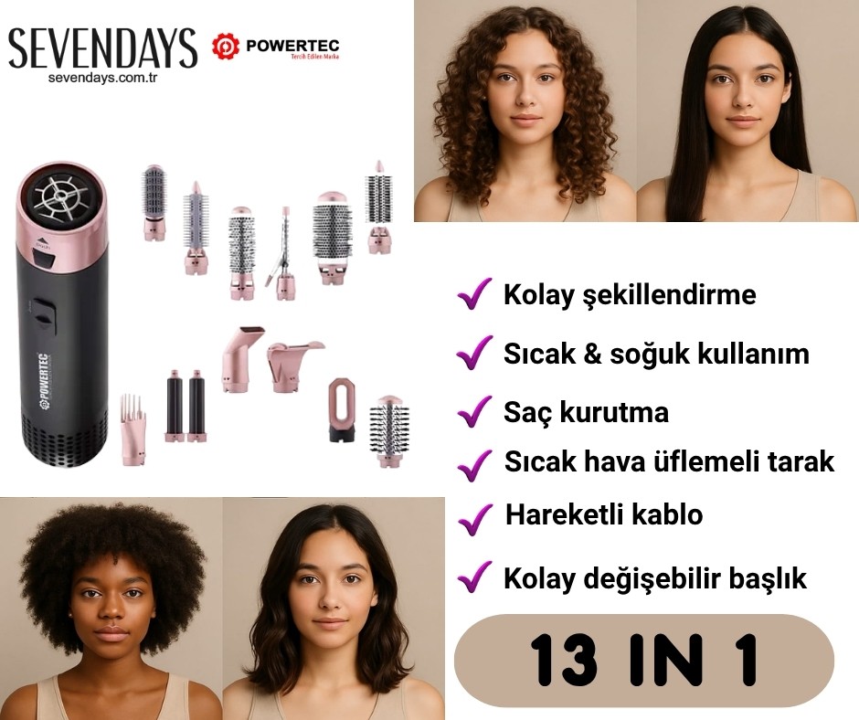 POWERTEC TR-6666 13İN 1 SAÇ ŞEKİLLENDİRME KİTİ