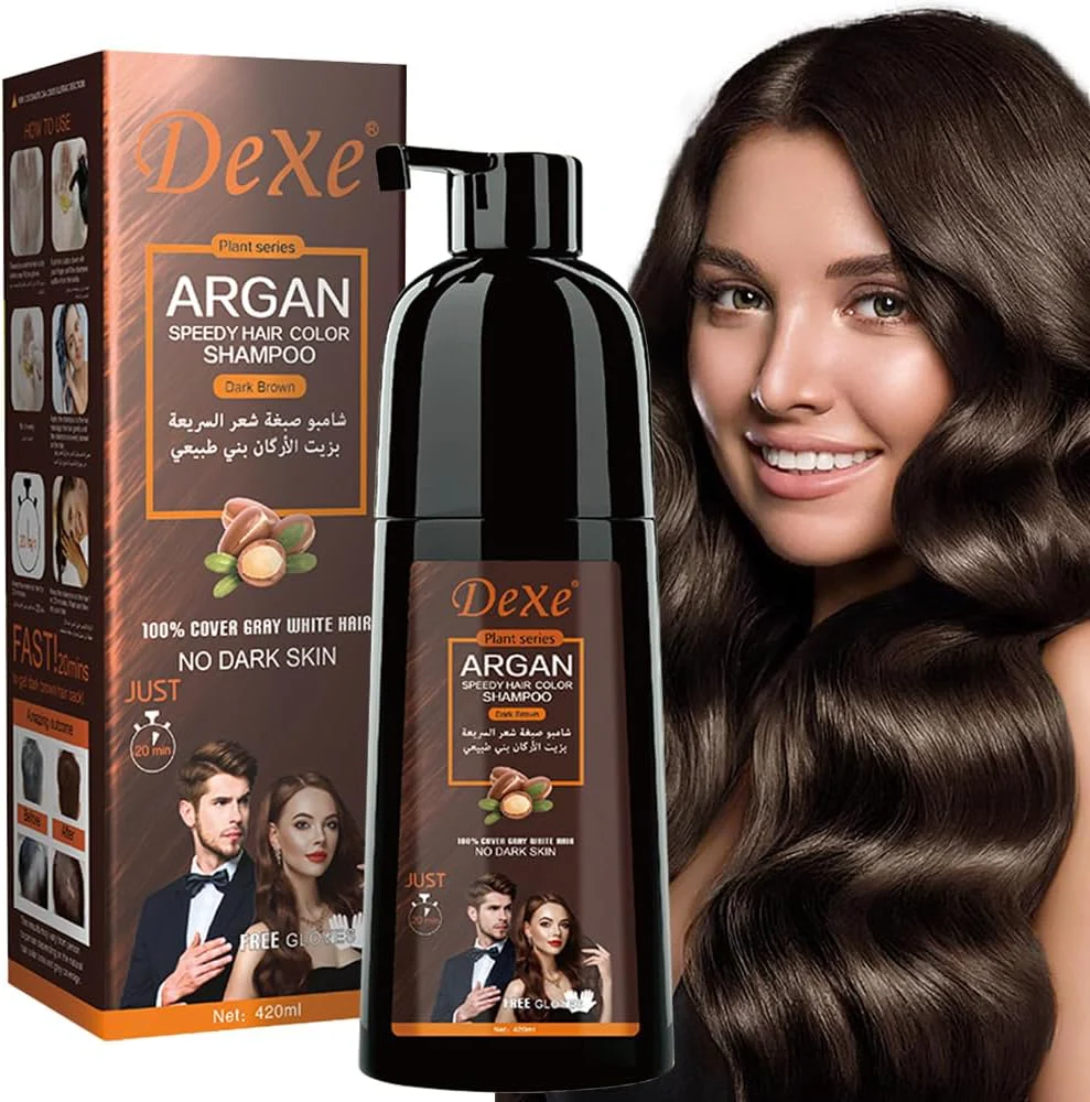 DEXE BOYA ARGAN ÖZLÜ KAHVERENGİ ŞAMPUAN (KAHVERENGİ PİGMENTLİ BOYA ŞAMPUAN)420 ML 