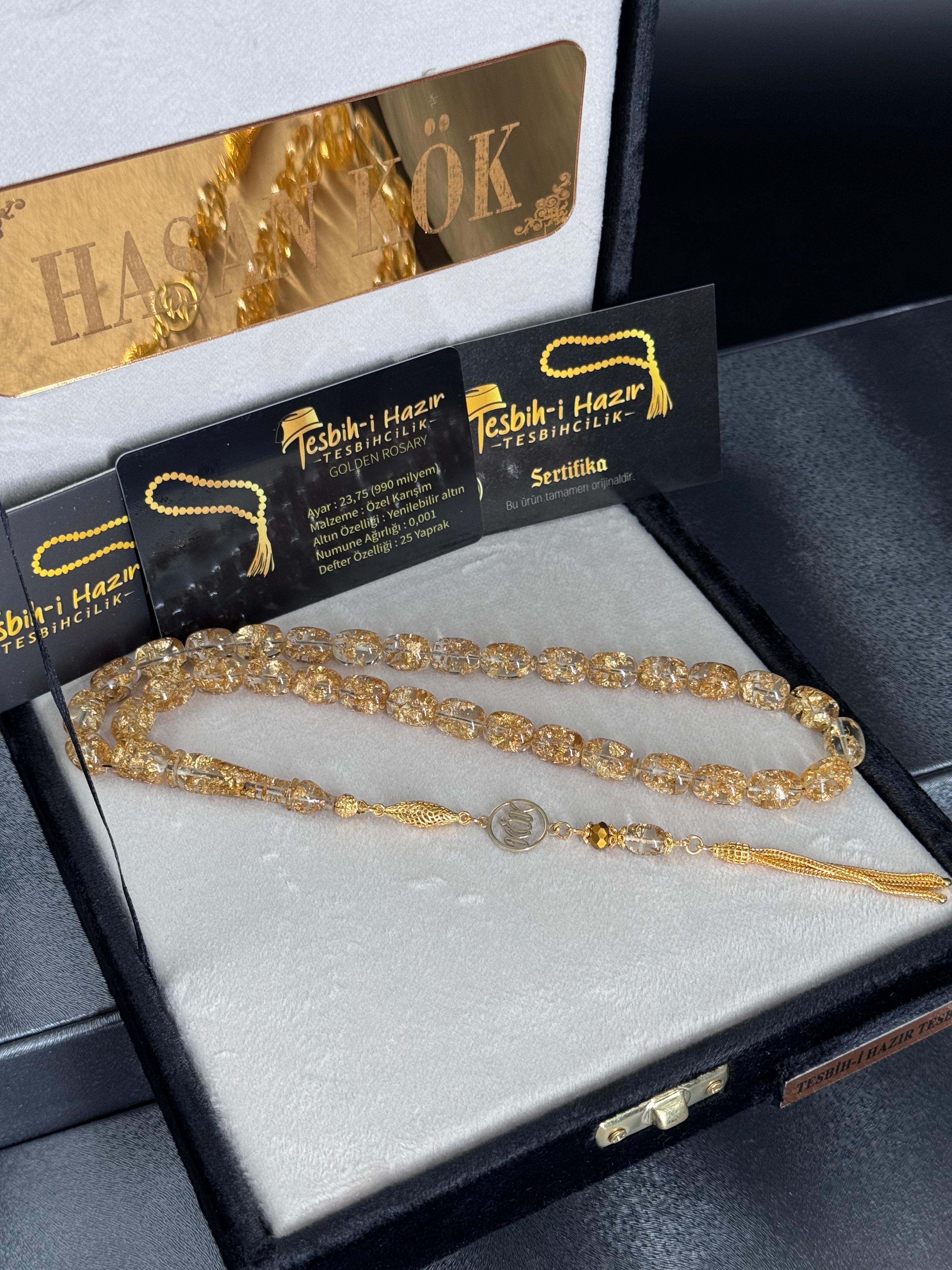 24K Altın Parçacıklı 14K Altın Kaplama Püskül ile 