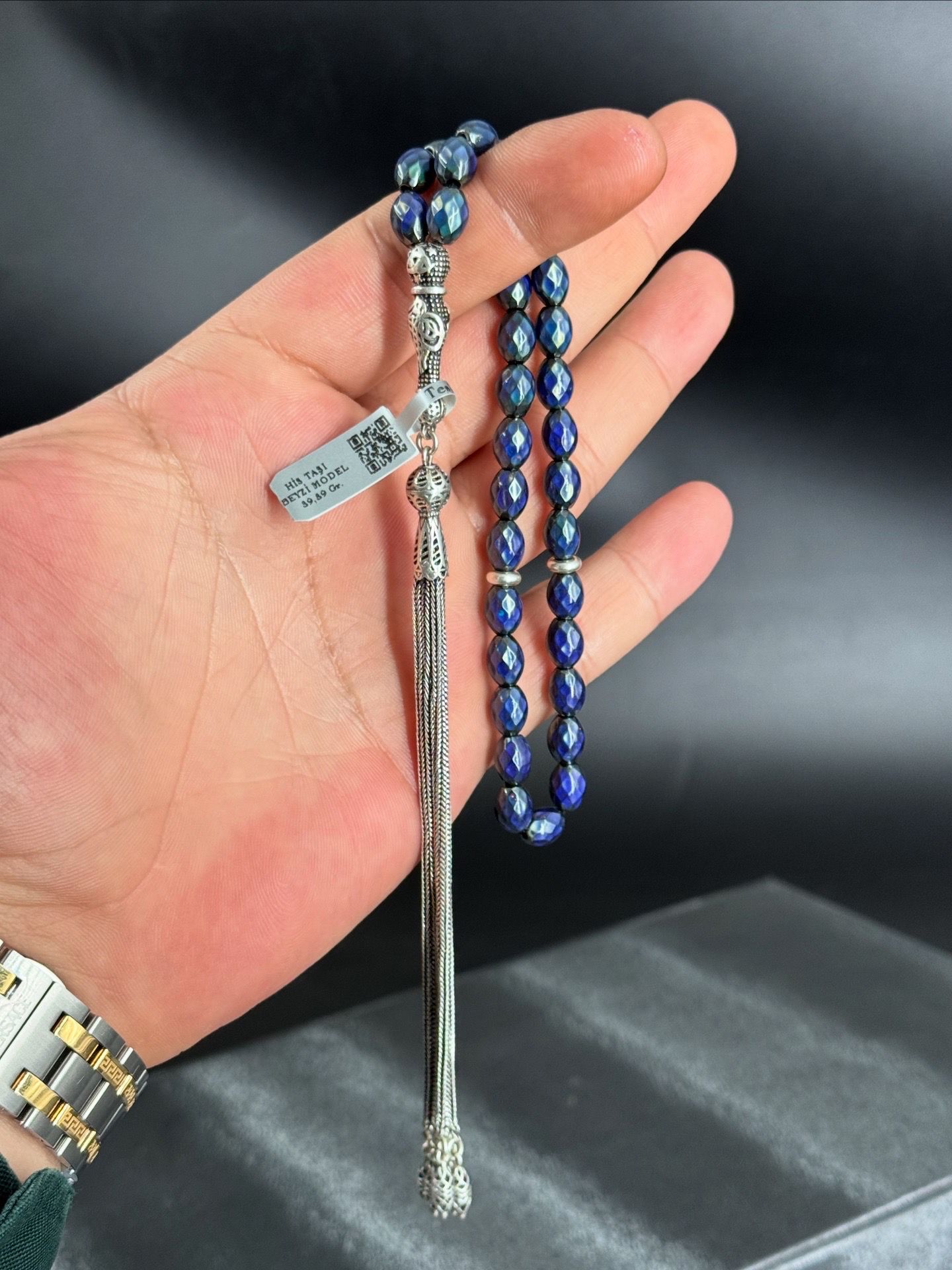 Bilekboy His Taşı Tesbih 925K Gümüş Uzun Saçaklı Özel Tasarım Püskül İle Muazzam Bir Eser