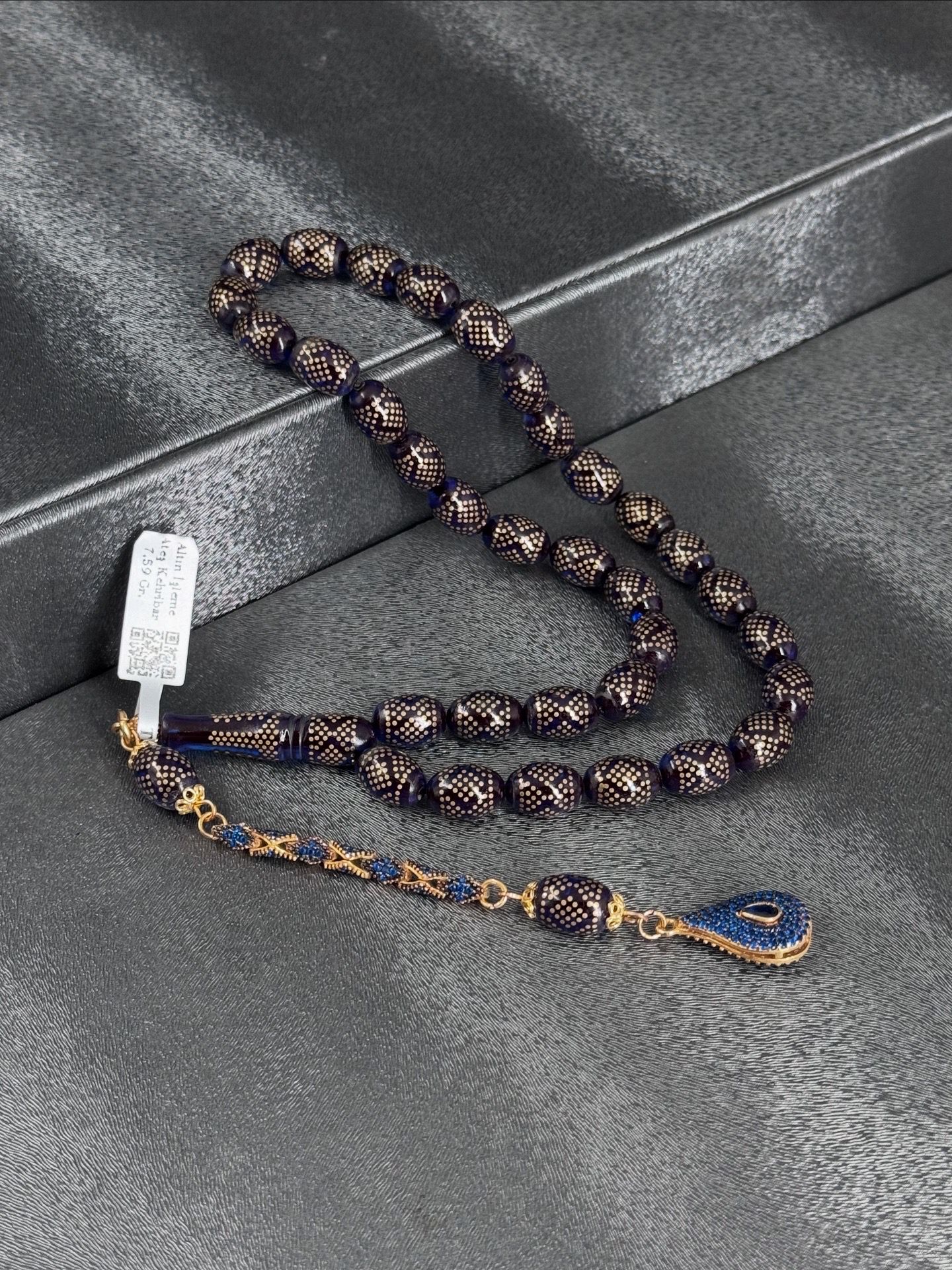 Altın İşleme Ateş Kehribar Tesbih Daimond Pırlanta Özel Tasarım Püsküllü