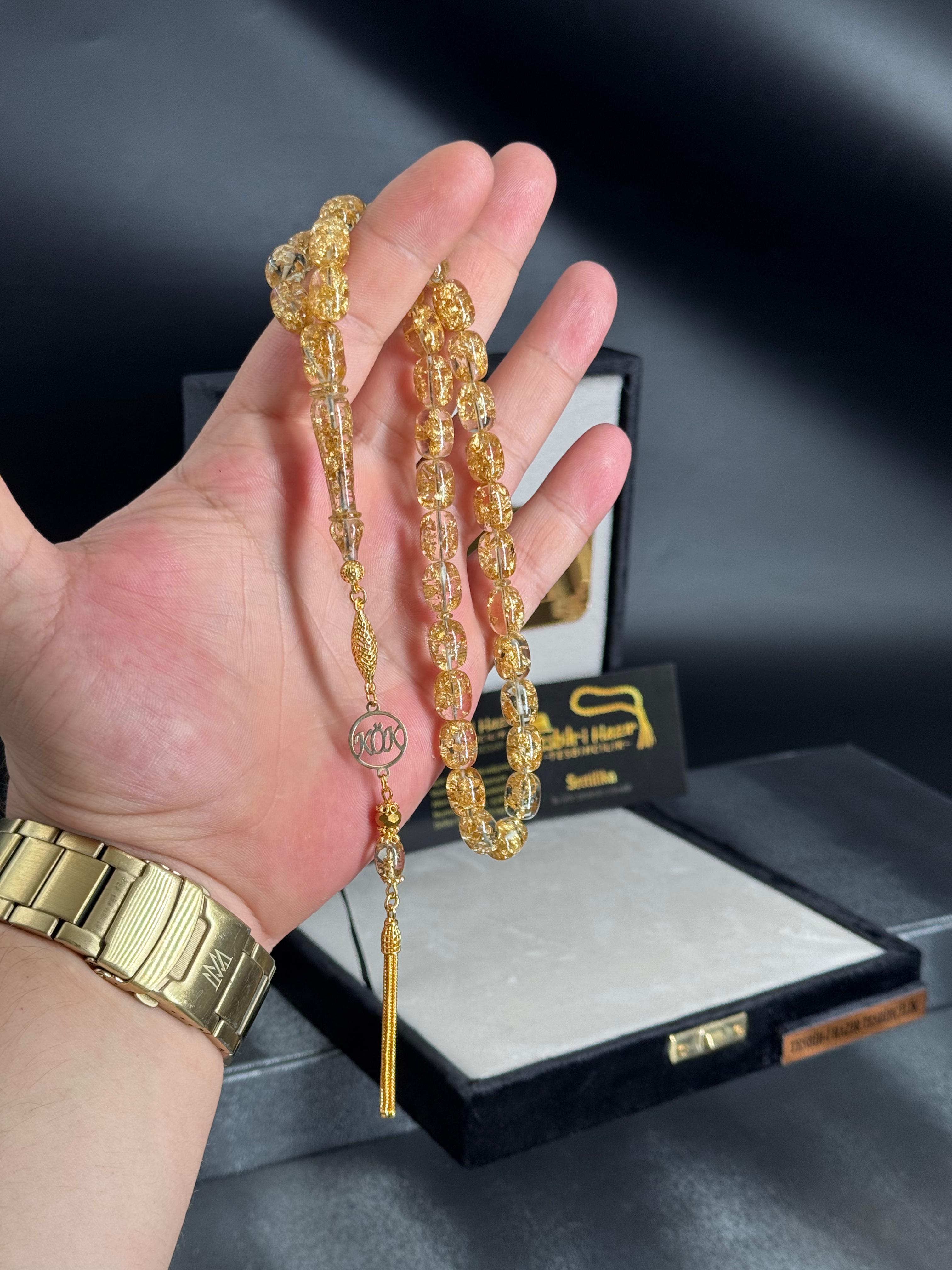 24K Altın Parçacıklı 14K Altın Kaplama Püskül ile 