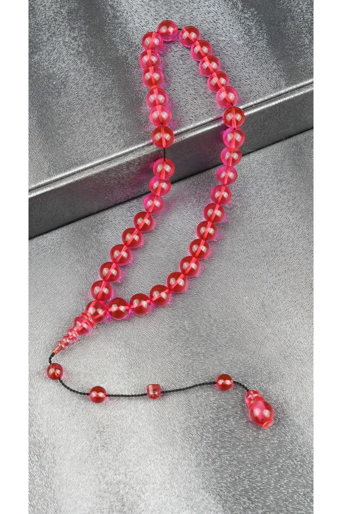 KÜRE NEON PEMBE ATEŞ KEHRİBAR TESBİH USTA İMZALI SİSTEMLİ PÜSKÜL
