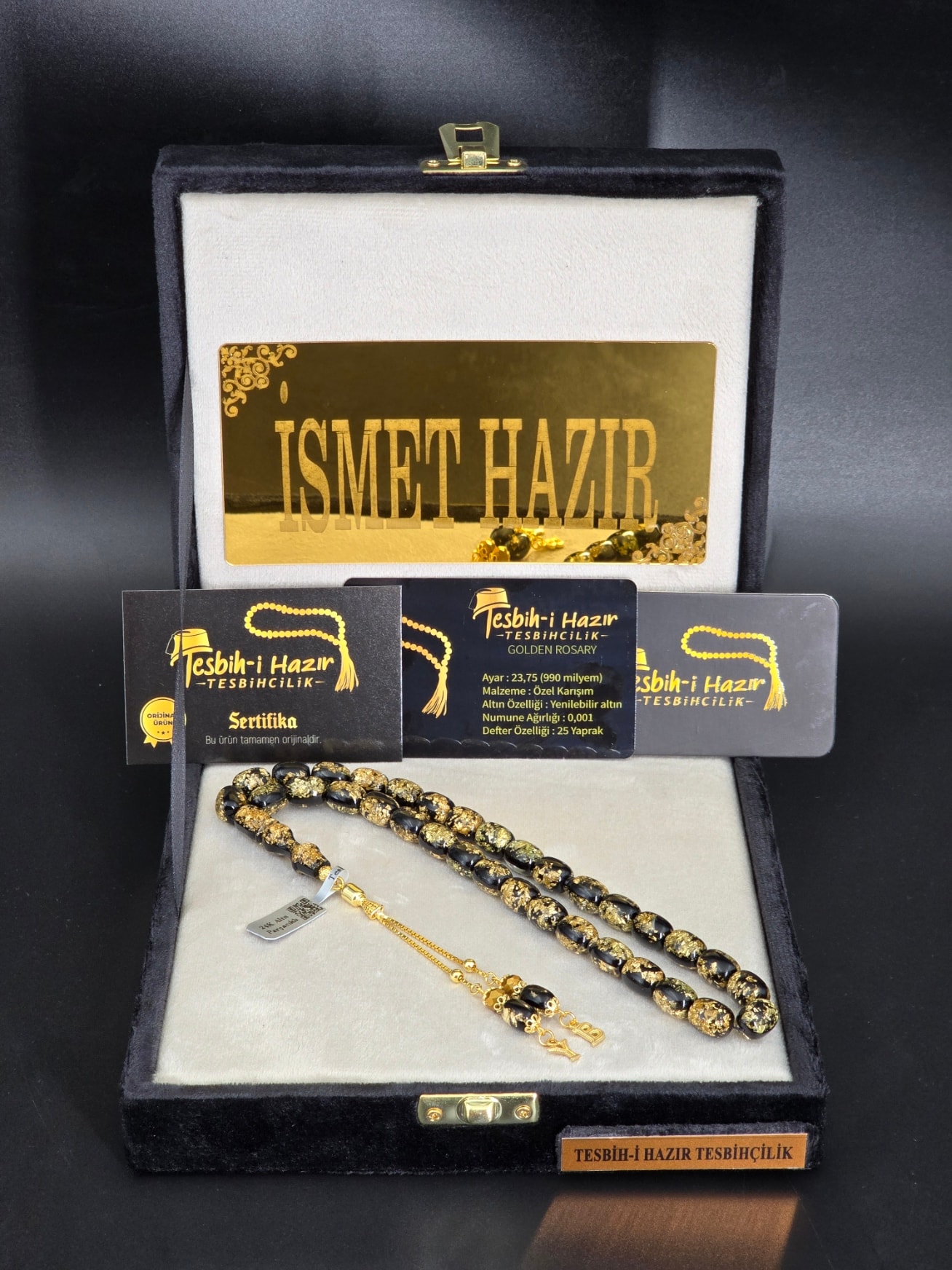 ÇİFT SERTİFİKALI KİŞİYE ÖZEL 14 AYAR ALTIN KAPLAMA HARFLİ ALTIN PARÇACIKLI ÖZEL ÜRETİM